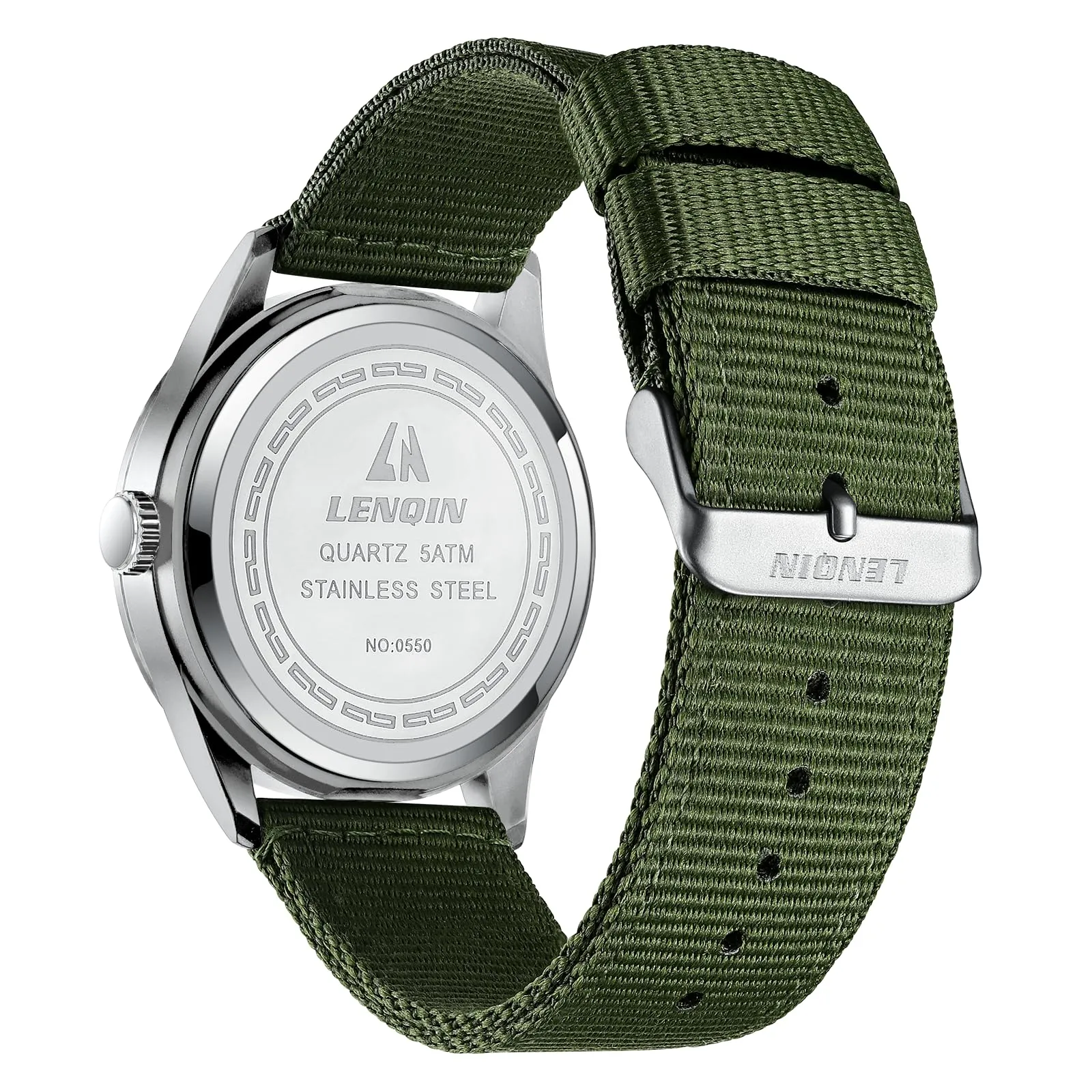 LN LENQIN Orologio Uomo Militare Analogico Quarzo Nylon Datario 3ATM - immagine 2
