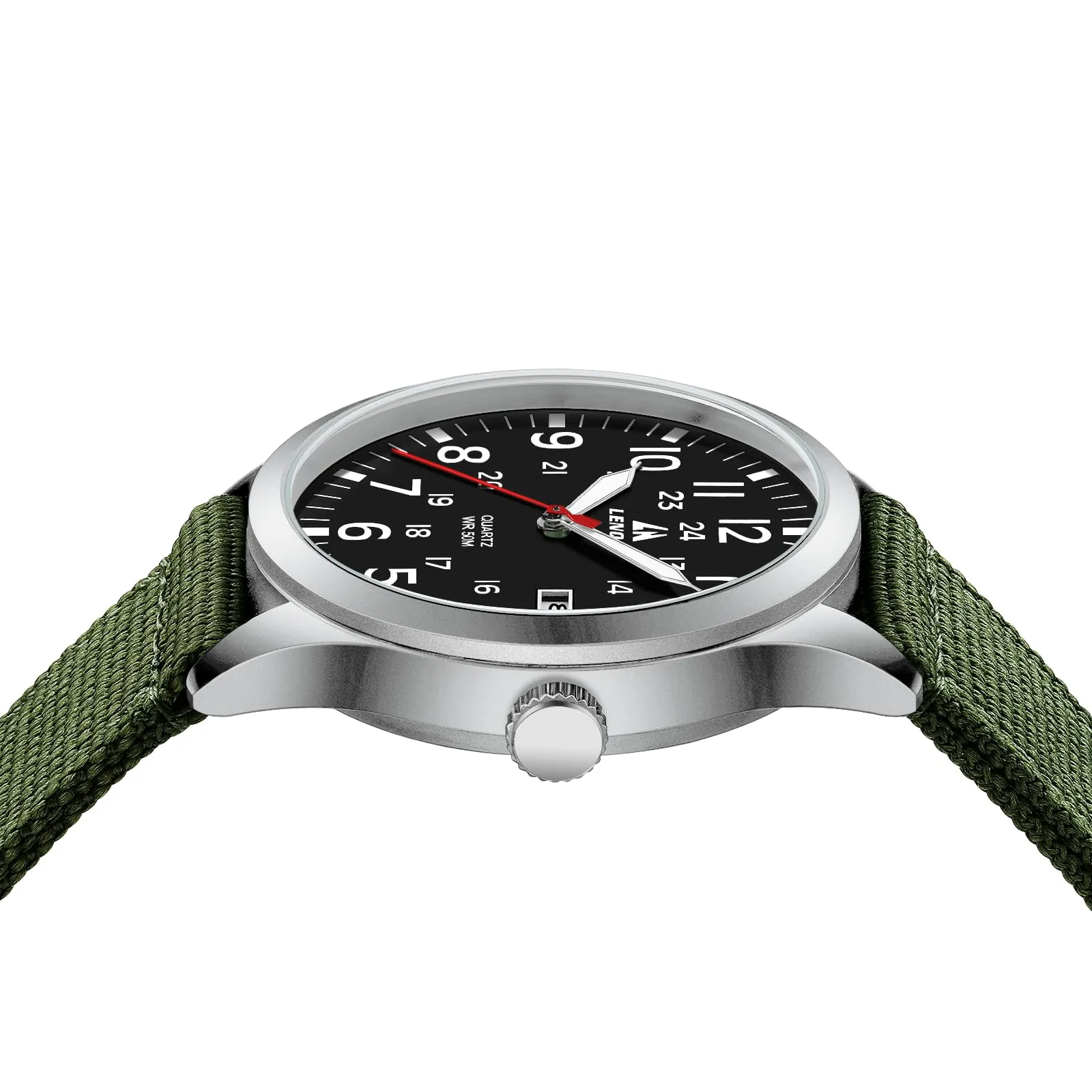 LN LENQIN Orologio Uomo Militare Analogico Quarzo Nylon Datario 3ATM - immagine 8