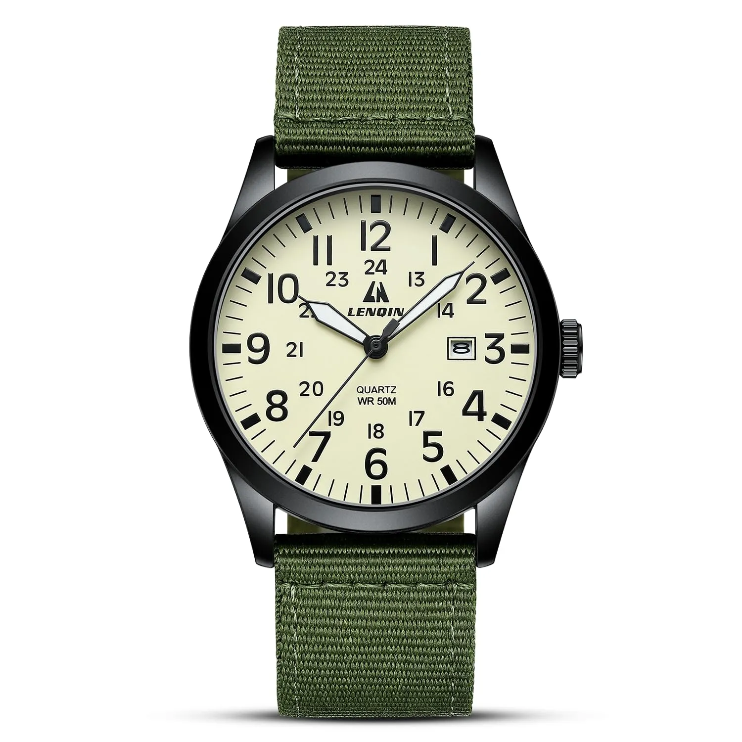 LN LENQIN Orologio Uomo Militare Analogico Quarzo Nylon Datario 3ATM - immagine 1