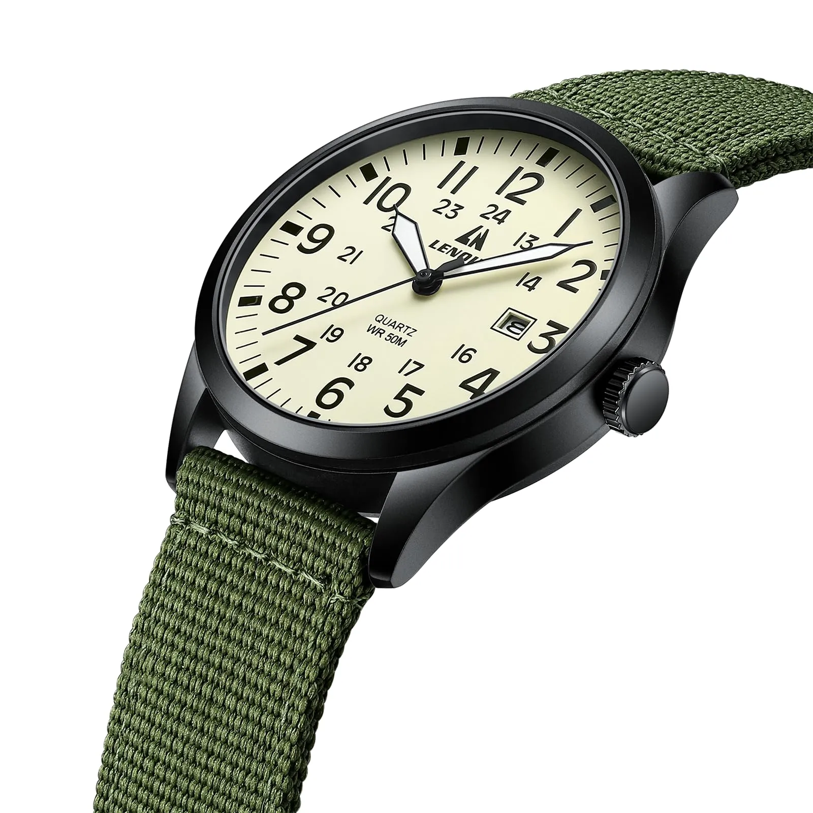 LN LENQIN Orologio Uomo Militare Analogico Quarzo Nylon Datario 3ATM - immagine 3