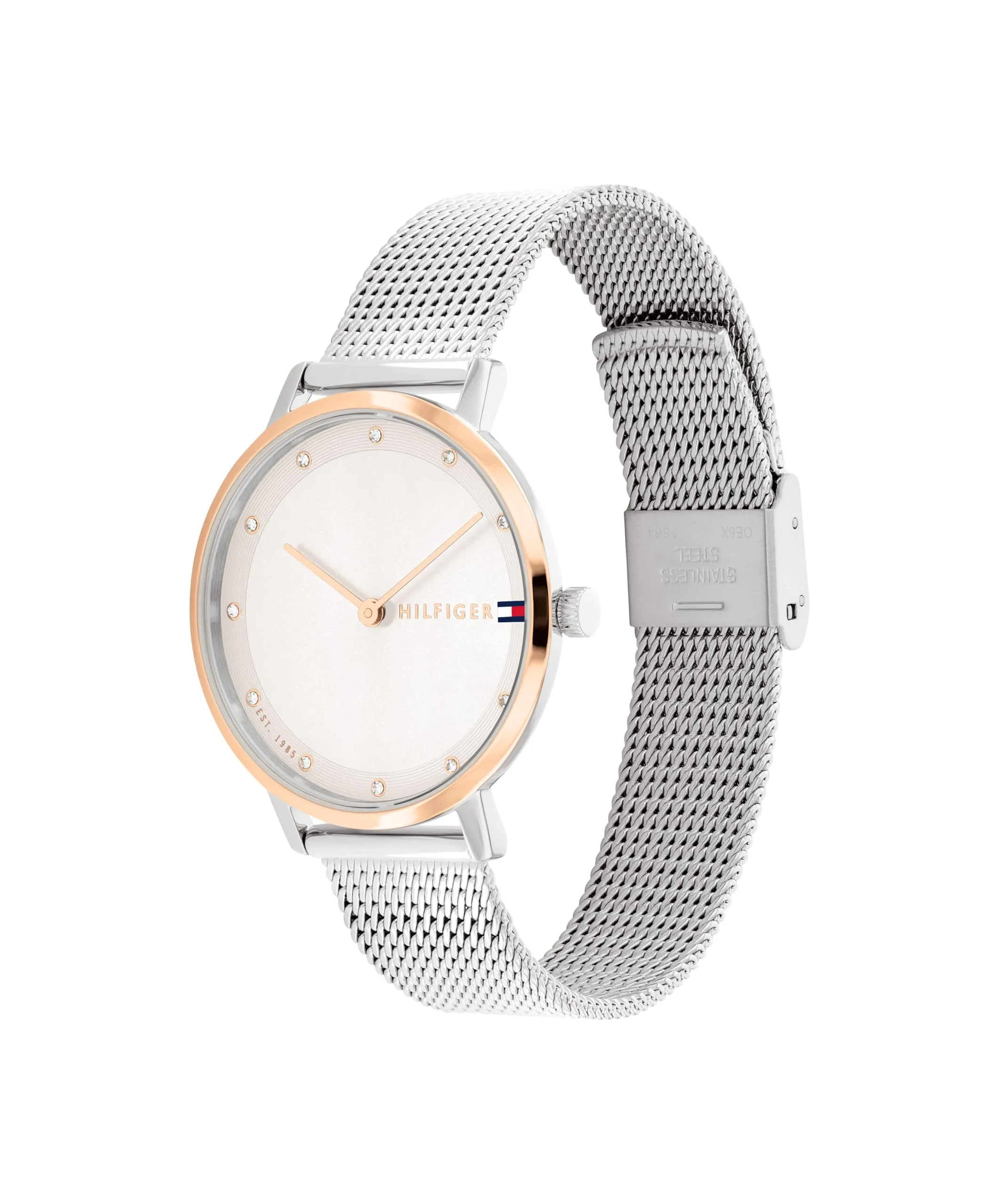 Tommy Hilfiger Orologio Con Movimento Al Quarzo A Due Lancette da Donna con Cinturino in Maglia Metallica in Acciaio Inossidabile Argentato - 1782666 - immagine 2