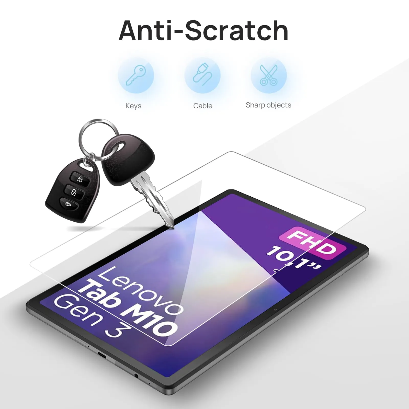 Gerutek 2pezzi Pellicola Protettiva per Lenovo Tab M10 3rd Gen 10,1 Pollici, TB-328FU/TB-328XU Vetro Temperato per Lenovo Tab M10 3rd Generazione[Anti-graffio][Senza Bolle][Durezza 9H] - immagine 4