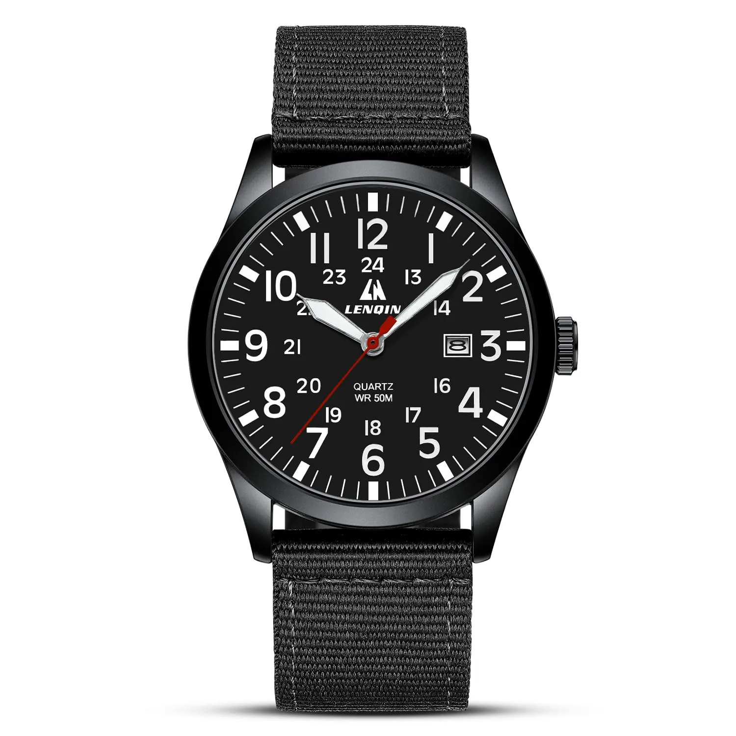 LN LENQIN Orologio Uomo Militare Analogico Quarzo Nylon Datario 3ATM - immagine 1
