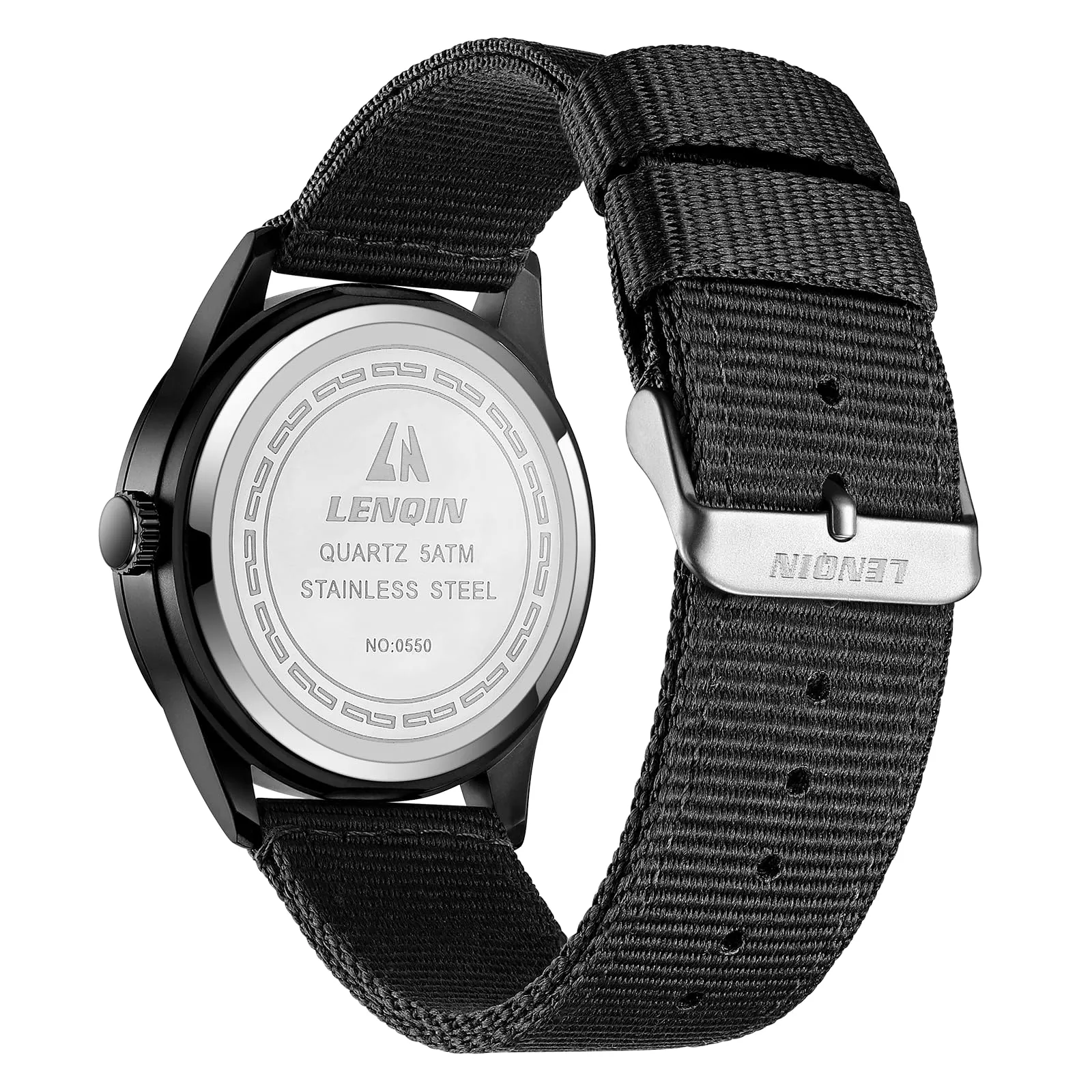 LN LENQIN Orologio Uomo Militare Analogico Quarzo Nylon Datario 3ATM - immagine 2