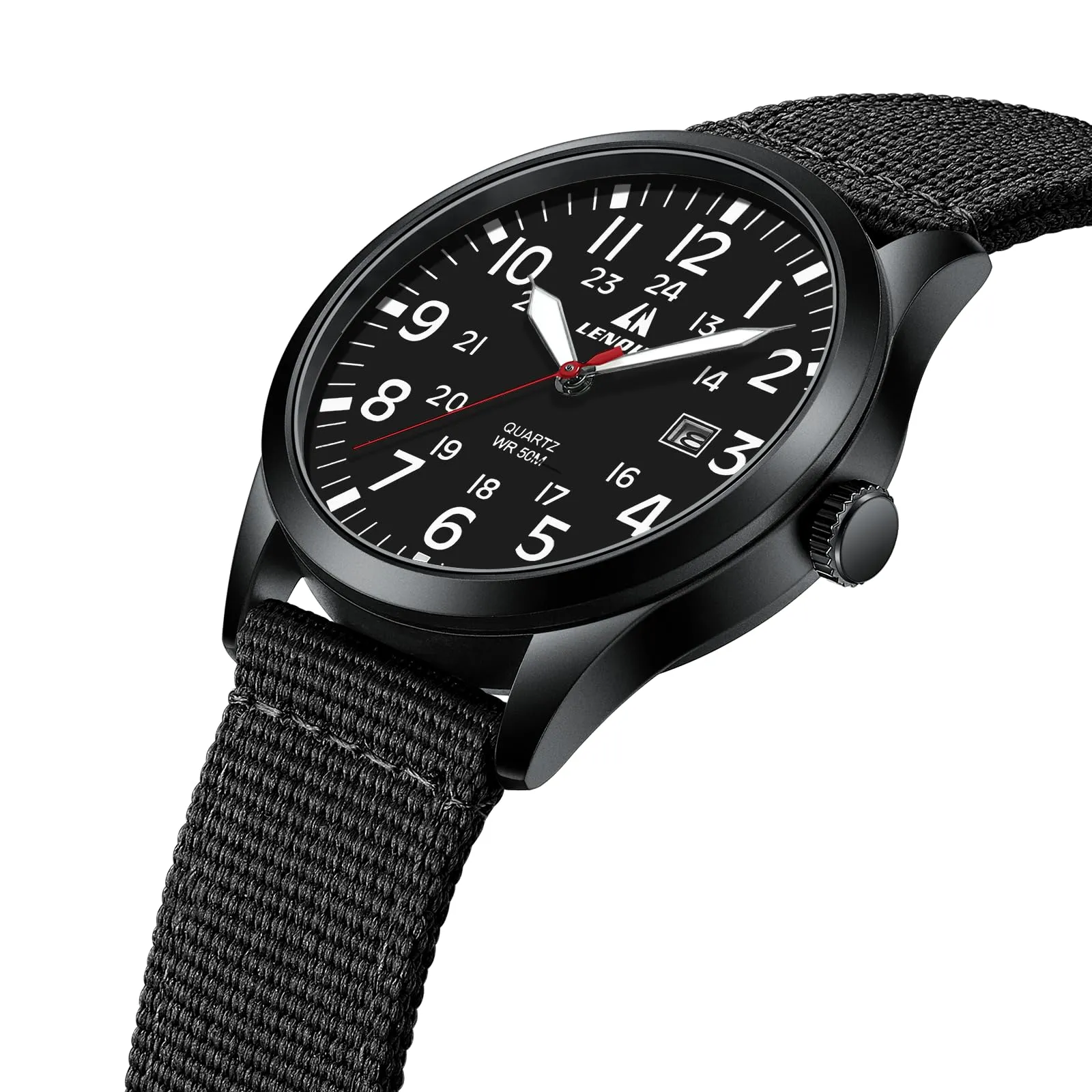 LN LENQIN Orologio Uomo Militare Analogico Quarzo Nylon Datario 3ATM - immagine 3