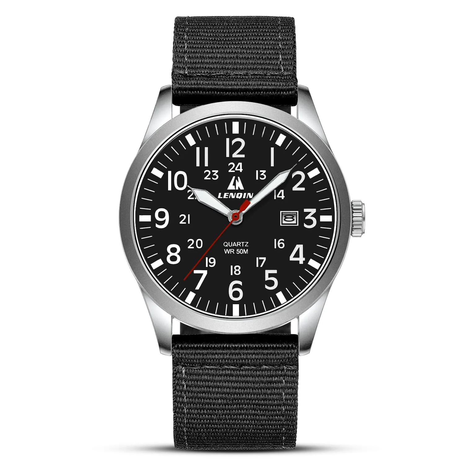 LN LENQIN Orologio Uomo Militare Analogico Quarzo Nylon Datario 3ATM - immagine 1