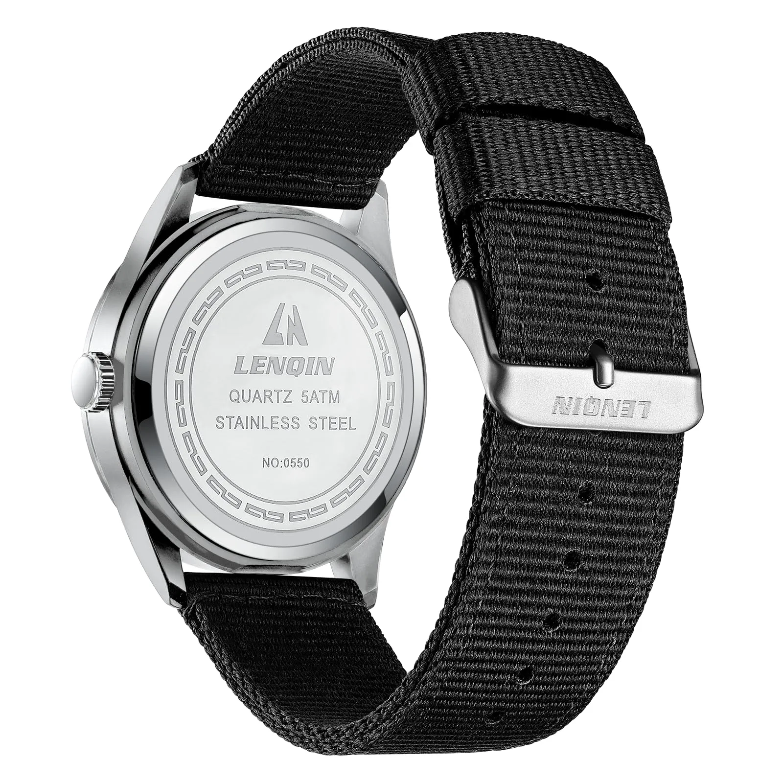 LN LENQIN Orologio Uomo Militare Analogico Quarzo Nylon Datario 3ATM - immagine 2
