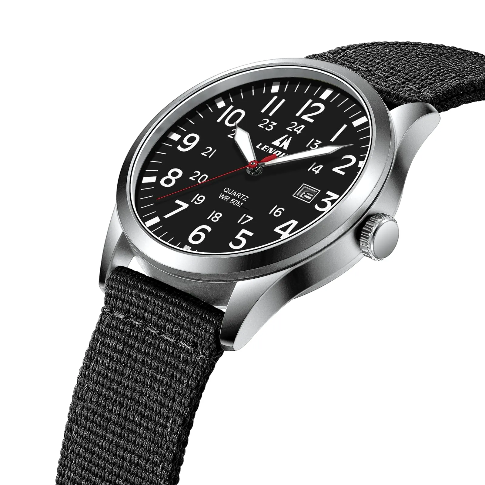 LN LENQIN Orologio Uomo Militare Analogico Quarzo Nylon Datario 3ATM - immagine 3