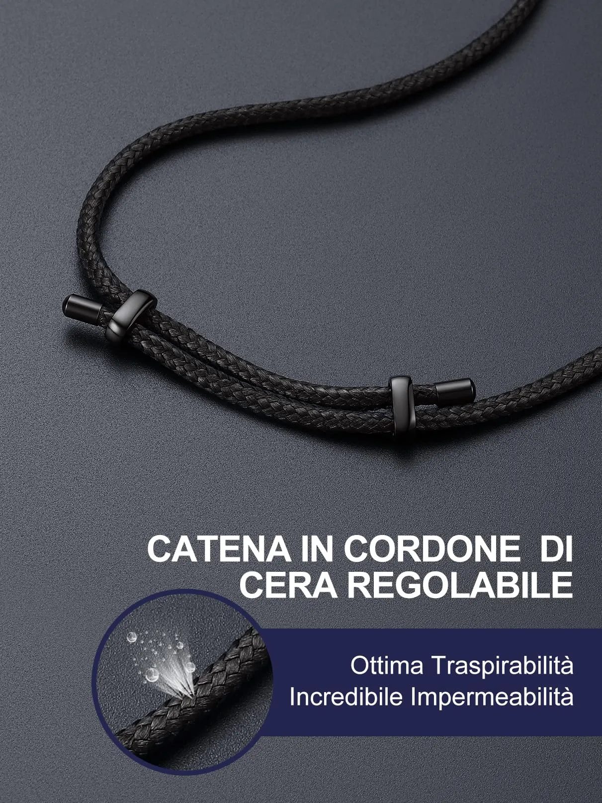 Bandmax Collana Uomo Runa Vichinga in Acciaio Inossidabile/Nero, Ciondolo runico Mobius Triangolare con Catena in Pelle Intrecciata Nera Amuleto Gioielli Vichinghi per Donna e Uomo - immagine 6