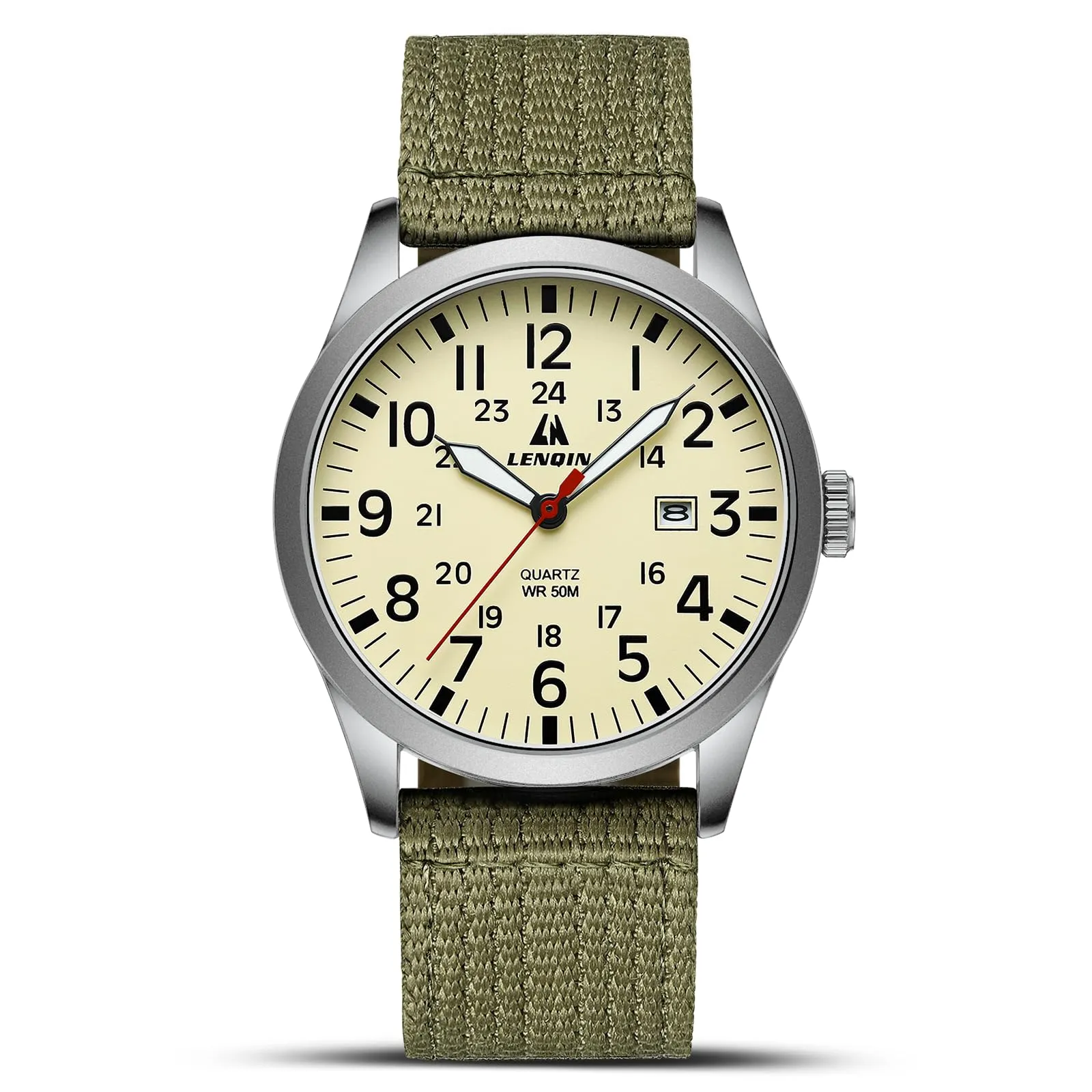 LN LENQIN Orologio Uomo Militare Analogico Quarzo Nylon Datario 3ATM - immagine 1