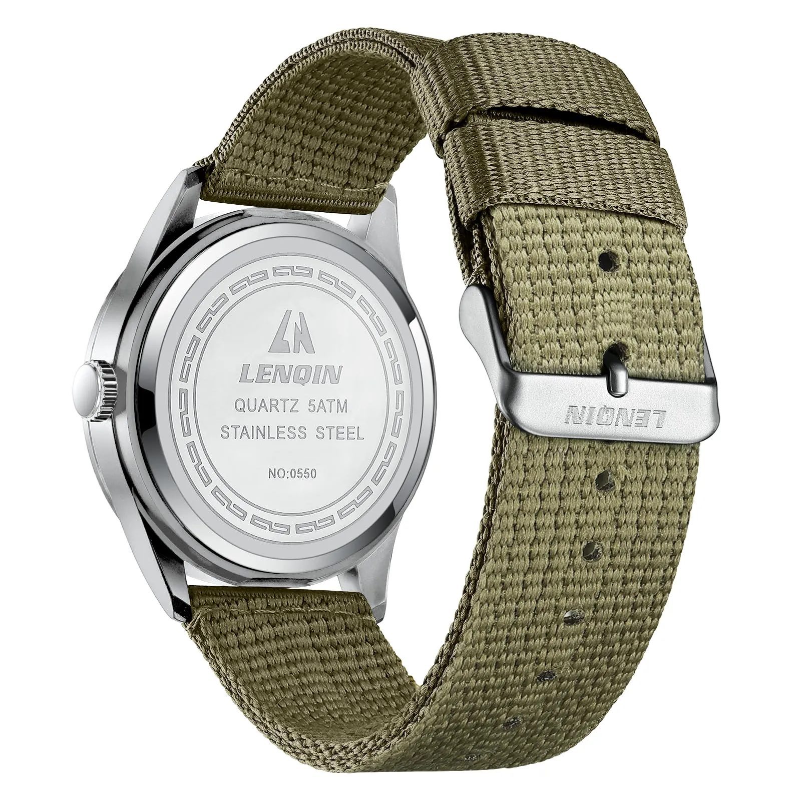 LN LENQIN Orologio Uomo Militare Analogico Quarzo Nylon Datario 3ATM - immagine 2