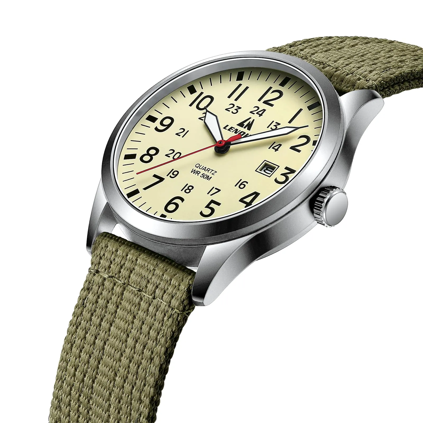 LN LENQIN Orologio Uomo Militare Analogico Quarzo Nylon Datario 3ATM - immagine 3