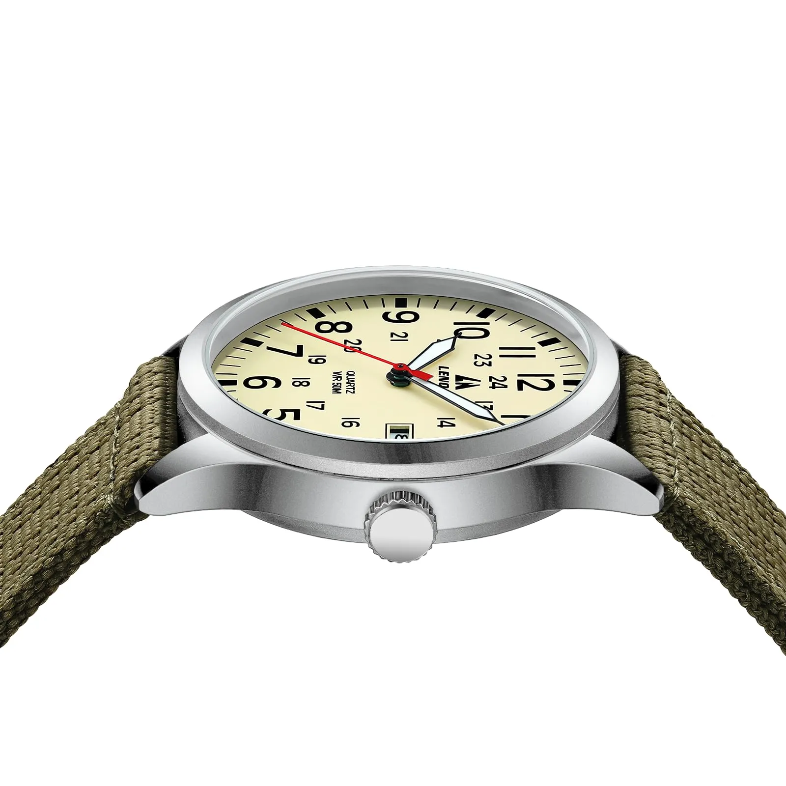 LN LENQIN Orologio Uomo Militare Analogico Quarzo Nylon Datario 3ATM - immagine 8