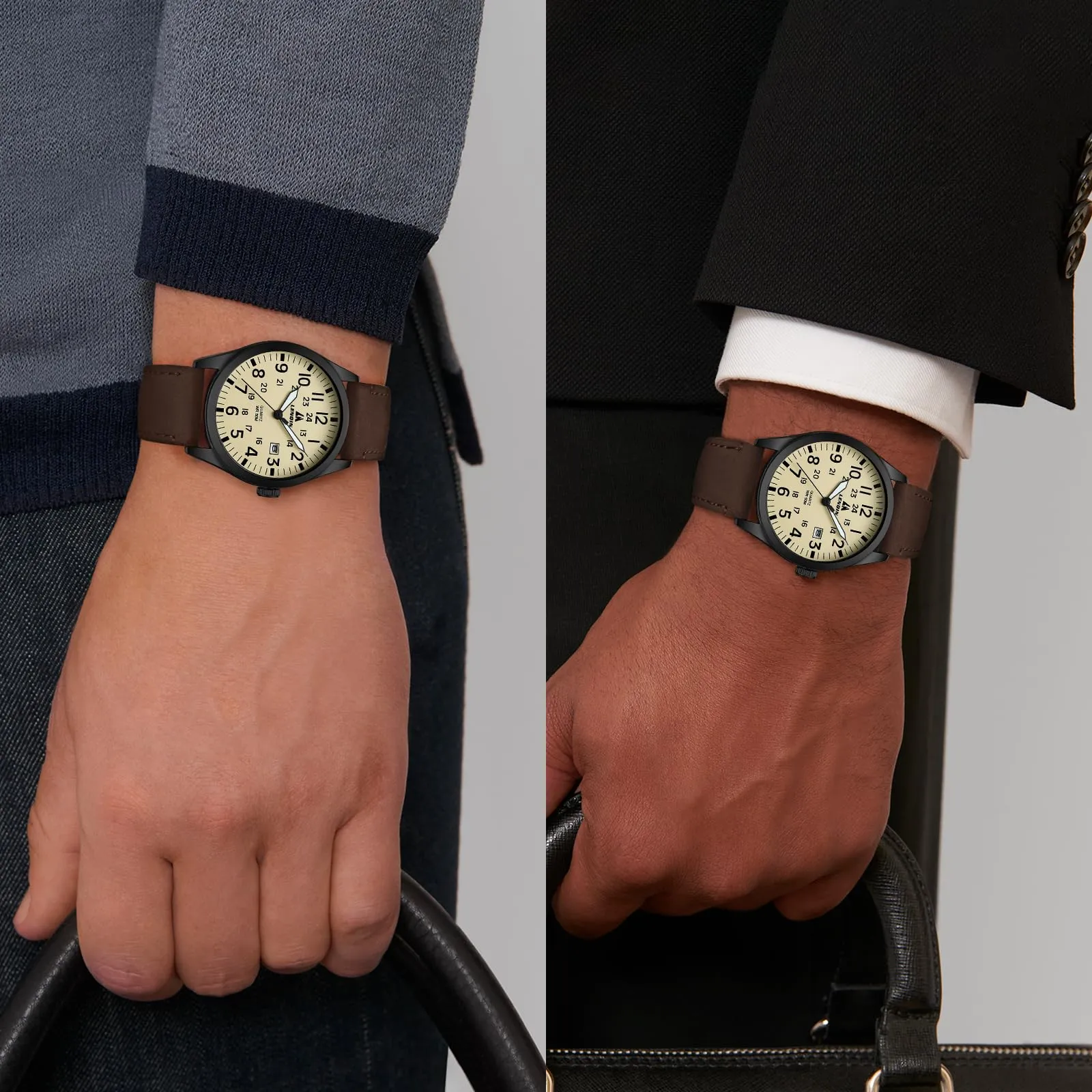 LN LENQIN Orologio Uomo Militare Analogico Quarzo Nylon Datario 3ATM - immagine 5