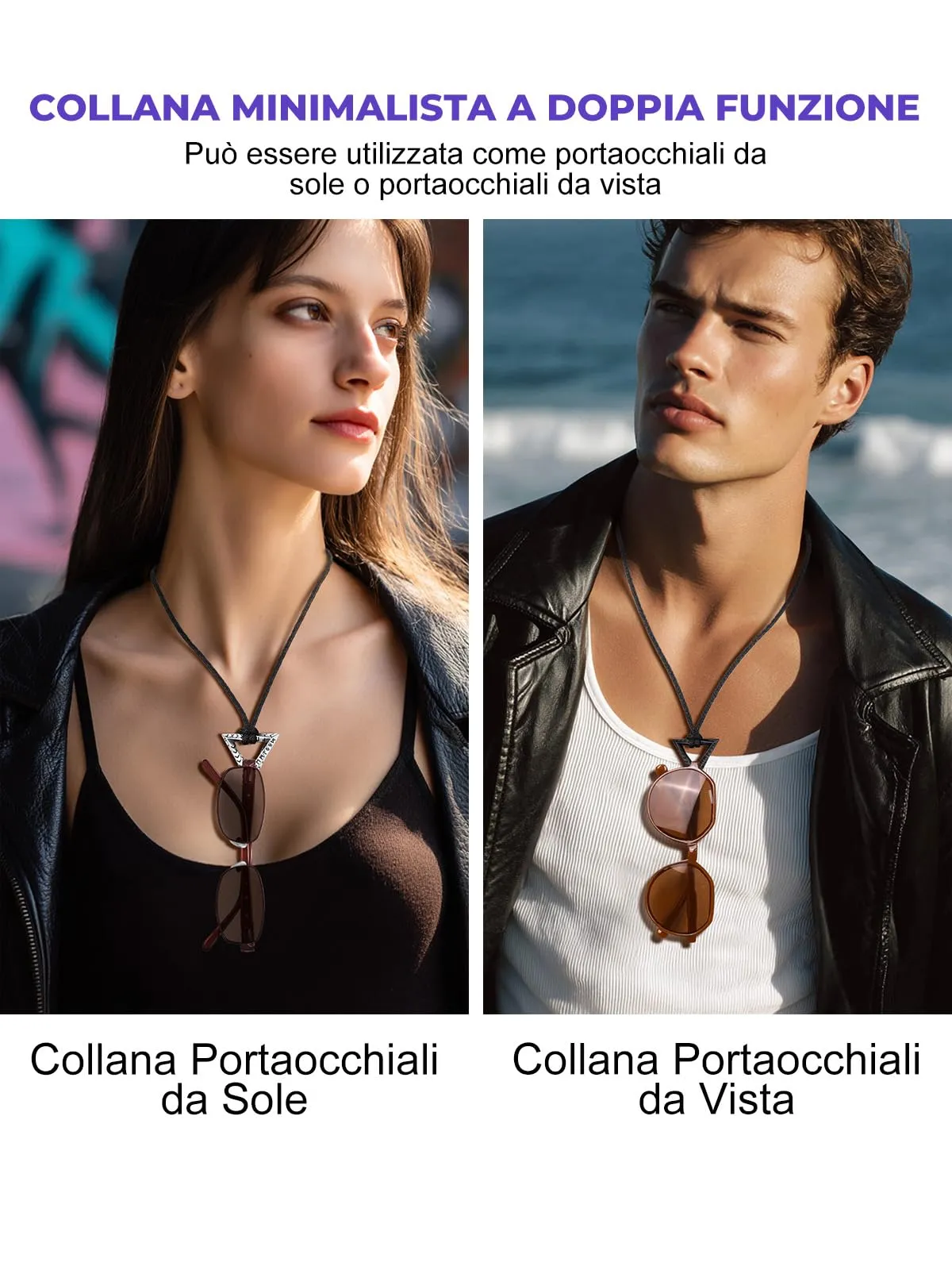 Bandmax Collana Uomo Runa Vichinga in Acciaio Inossidabile/Nero, Ciondolo runico Mobius Triangolare con Catena in Pelle Intrecciata Nera Amuleto Gioielli Vichinghi per Donna e Uomo - immagine 7