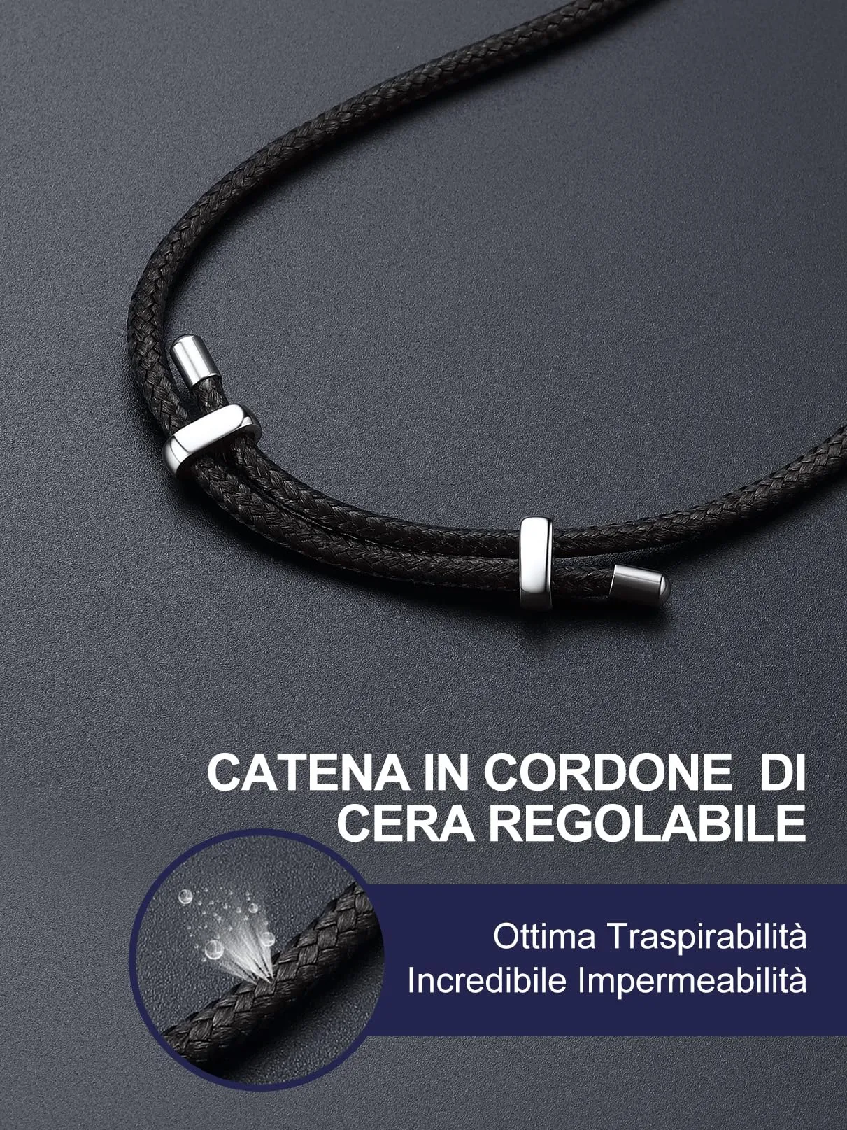 Bandmax Collana Uomo Runa Vichinga in Acciaio Inossidabile/Nero, Ciondolo runico Mobius Rotondo con Catena in Pelle Intrecciata Nera Amuleto Gioielli Vichinghi per Donna e Uomo - immagine 4