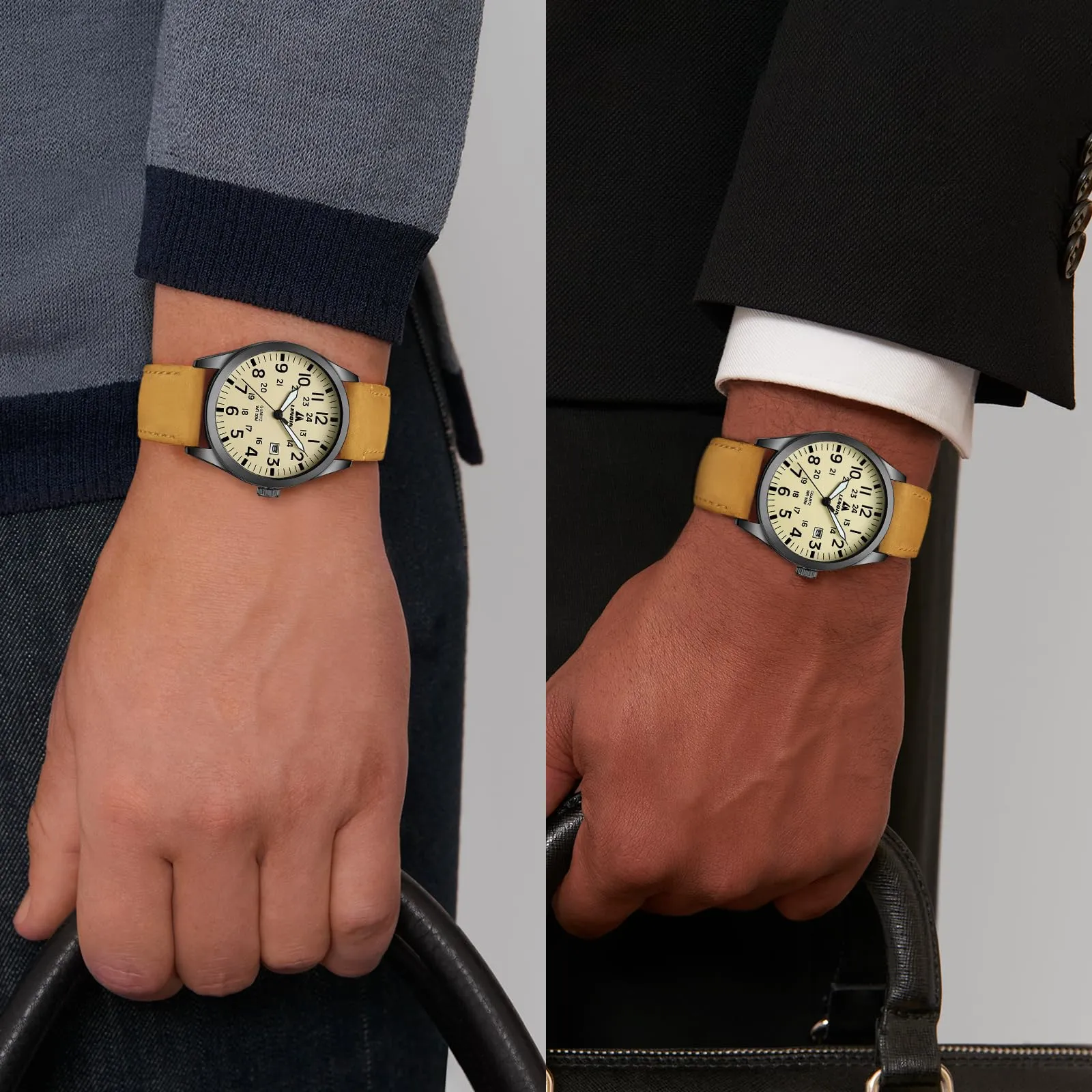 LN LENQIN Orologio Uomo Militare Analogico Quarzo Nylon Datario 3ATM - immagine 5