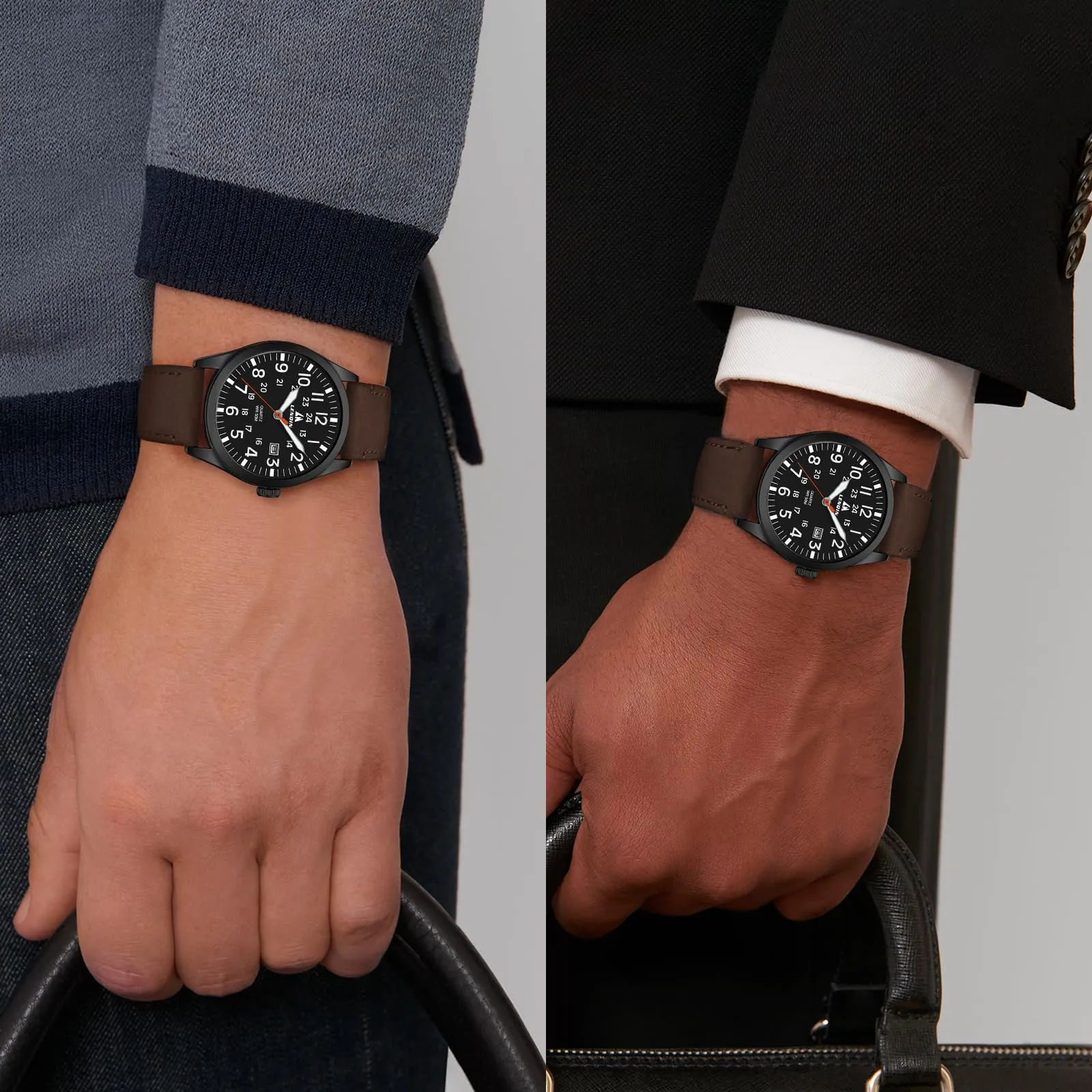 LN LENQIN Orologio Uomo Militare Analogico Quarzo Nylon Datario 3ATM - immagine 5