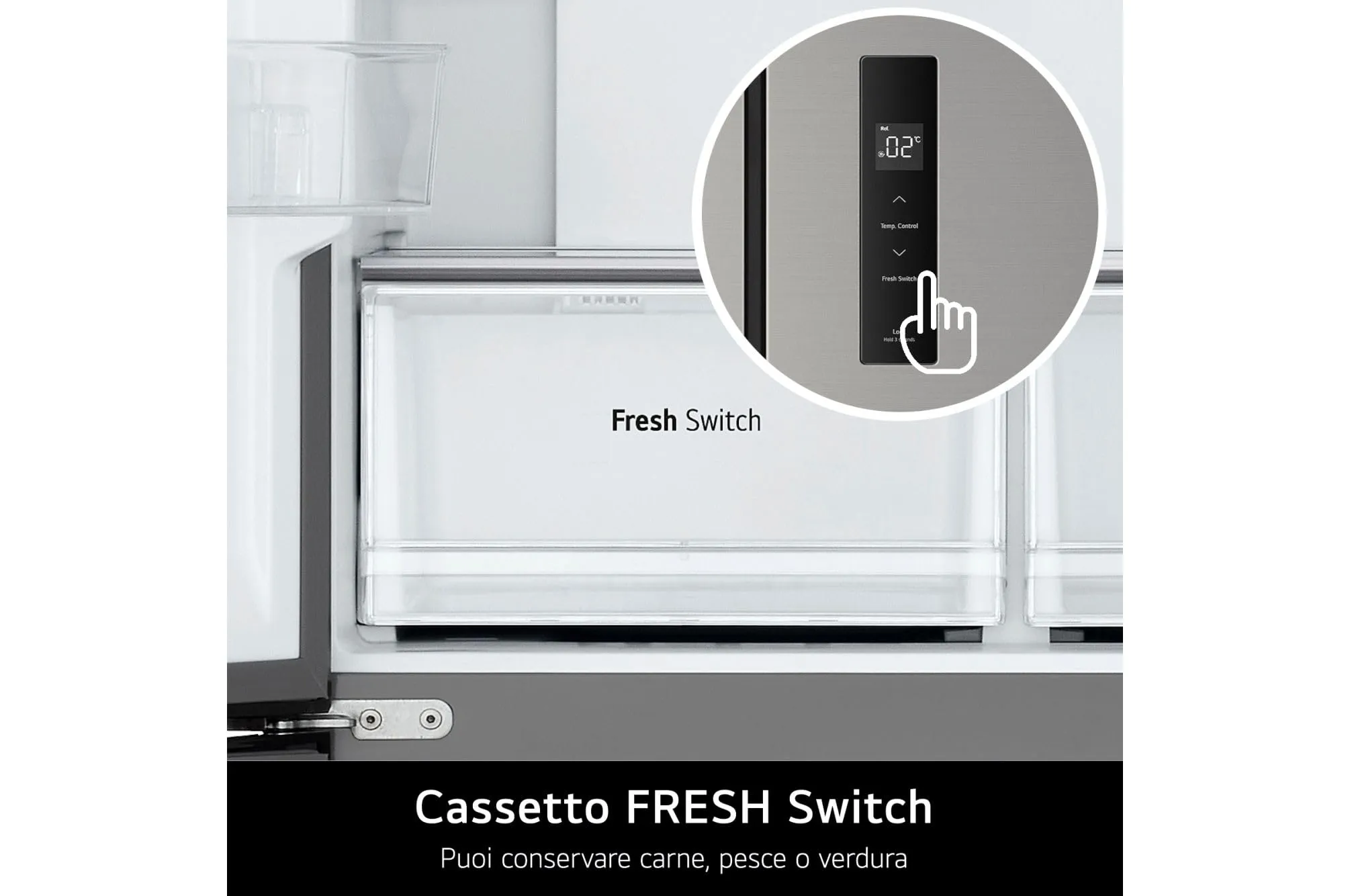 LG GMM41MSBEM Frigorifero 4 Porte Slim, Capacità 474L, Total No Frost con Multi Air Flow, Cassetto Zero Gradi Convertibile Fresh Switch, Ripiani in Vetro Temperato, Illuminazione LED, Classe E, Silver - immagine 9