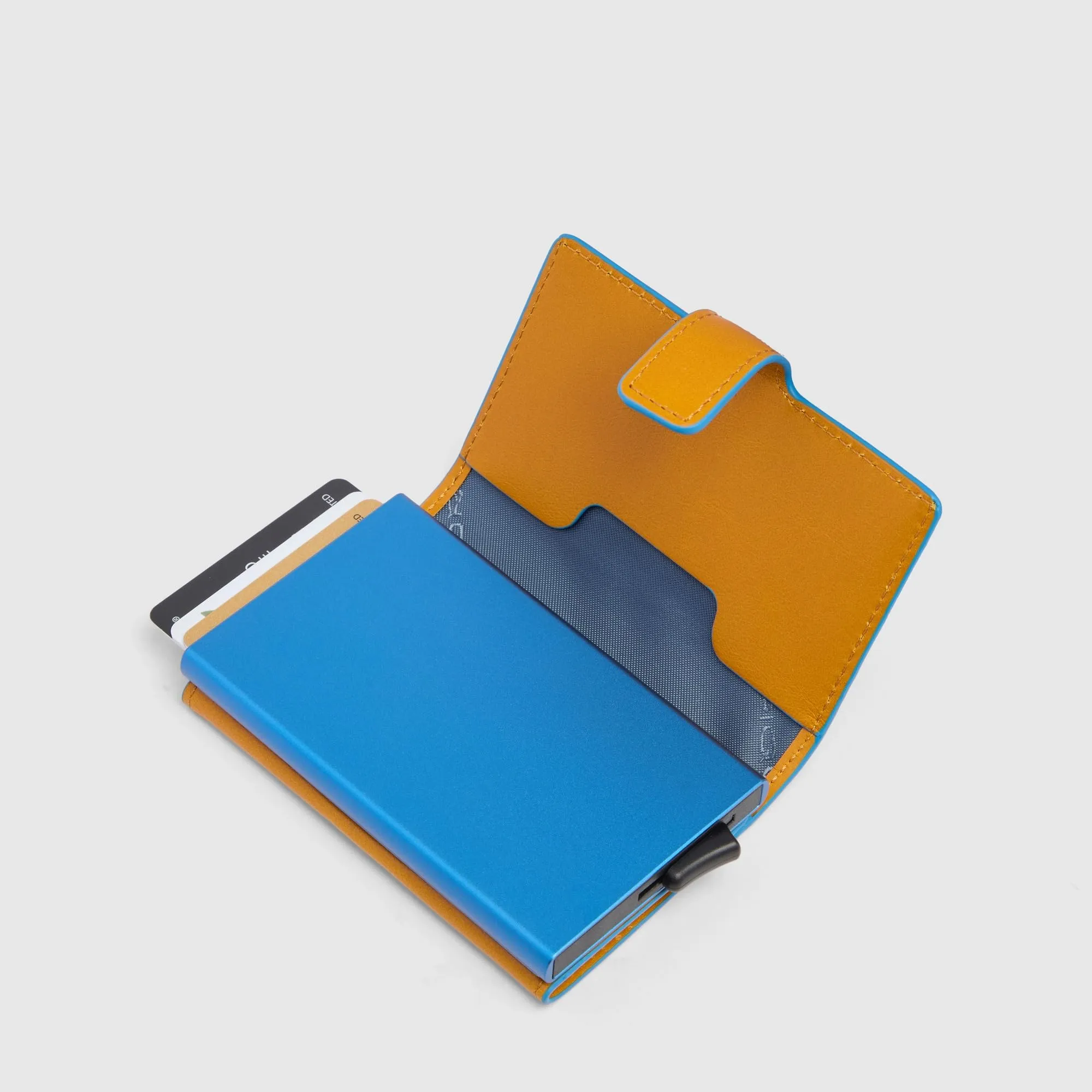 PIQUADRO - Portacarte Blue Square RFID Pelle e Metallo - Unisex - Giallo - immagine 3