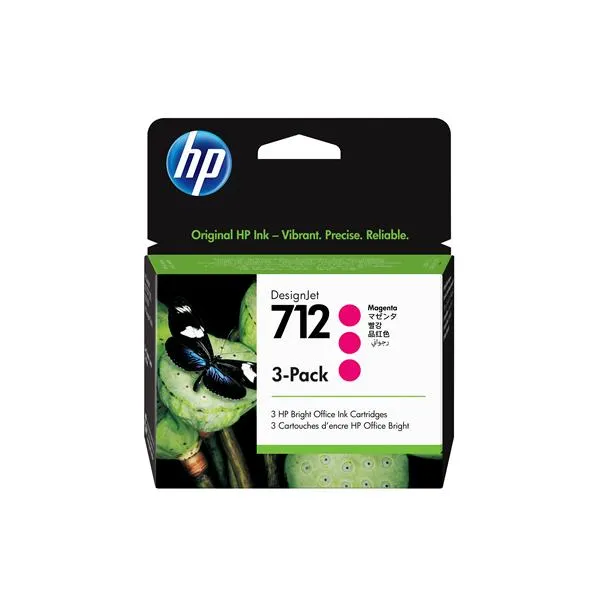 Hp 712 3PACK 29-ML Magenta Designjet Ink Cartridge 3ED78A - immagine 1