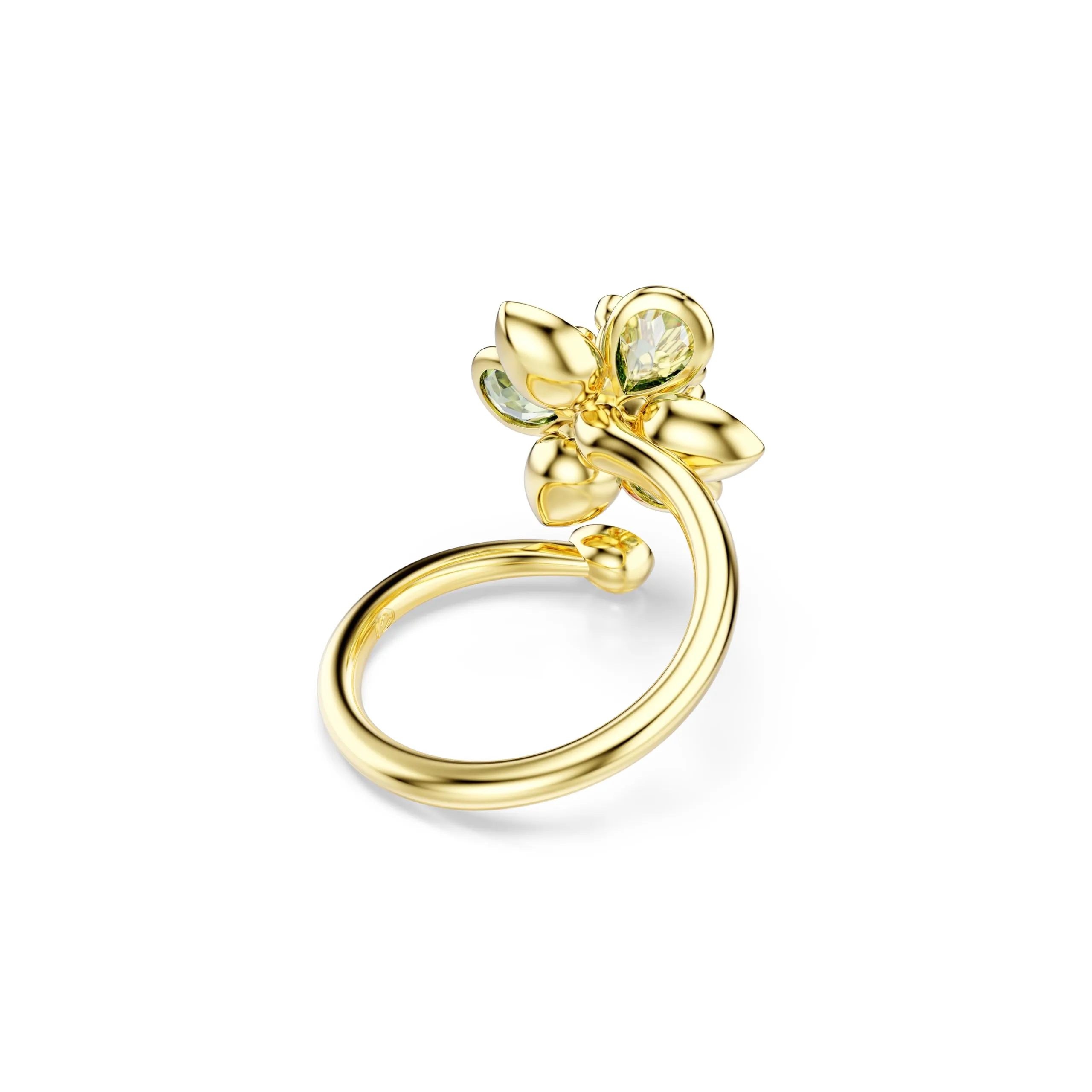 Swarovski Idyllia Anello Aperto, Gioiello Versatile con Cristalli Verdi, Rosa e Gialli, Pietre Preziose a Taglio Misto, Motivo a Fiore, Placcatura in Tonalità Oro, Taglia 60 - immagine 4
