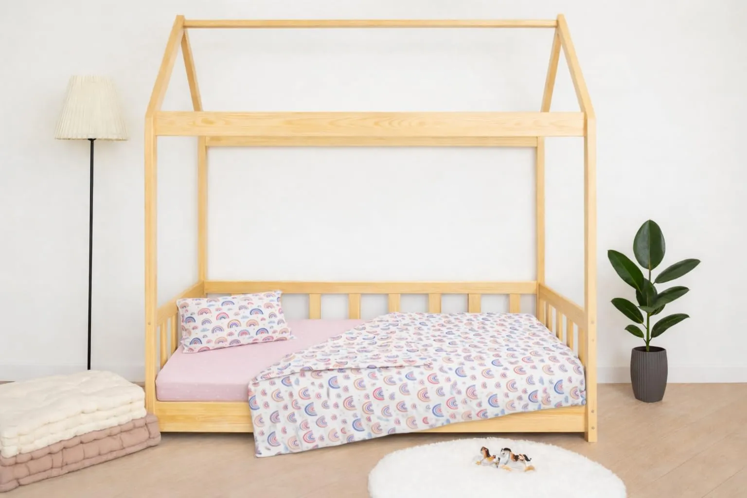 Lovely Hippo Lenzuola 80 x 160 cm con angoli + Copripiumino 120x170 cm + Federa per Cuscino per bambini (Arcobaleno, Letto 80x160cm - Set 3 pezzi) - immagine 3