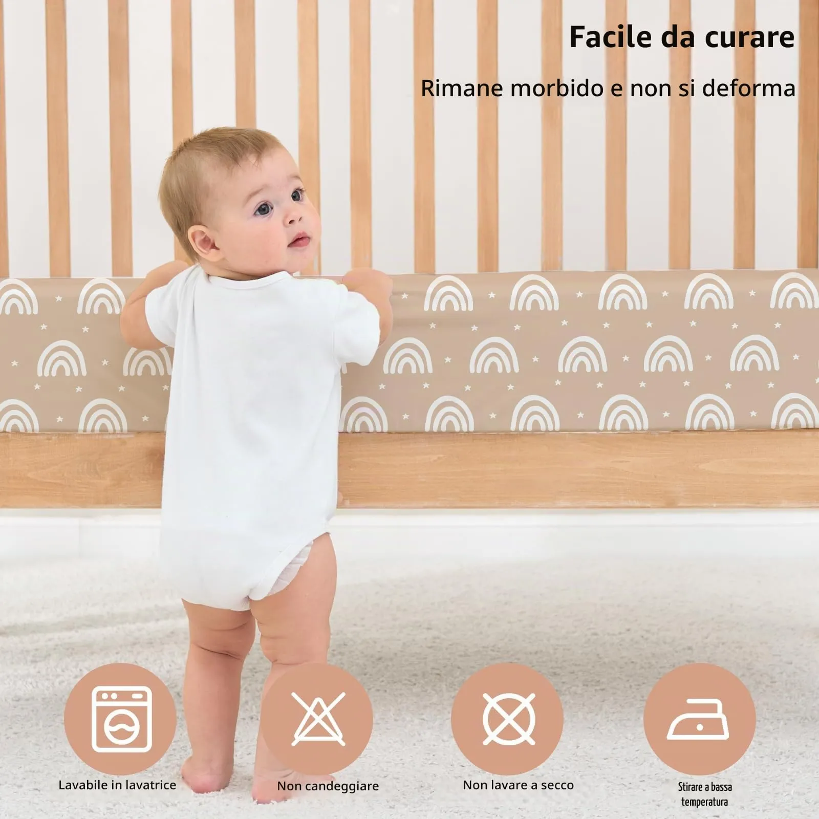 FIEMOL Lenzuola per Lettino Unisex Confezione da 3 - Microfibra Ultra Morbida Sole Arancione e Arcobaleno - Neutro per Maschi e Femmine - Per Materasso Lettino Standard 52"x28" - immagine 7