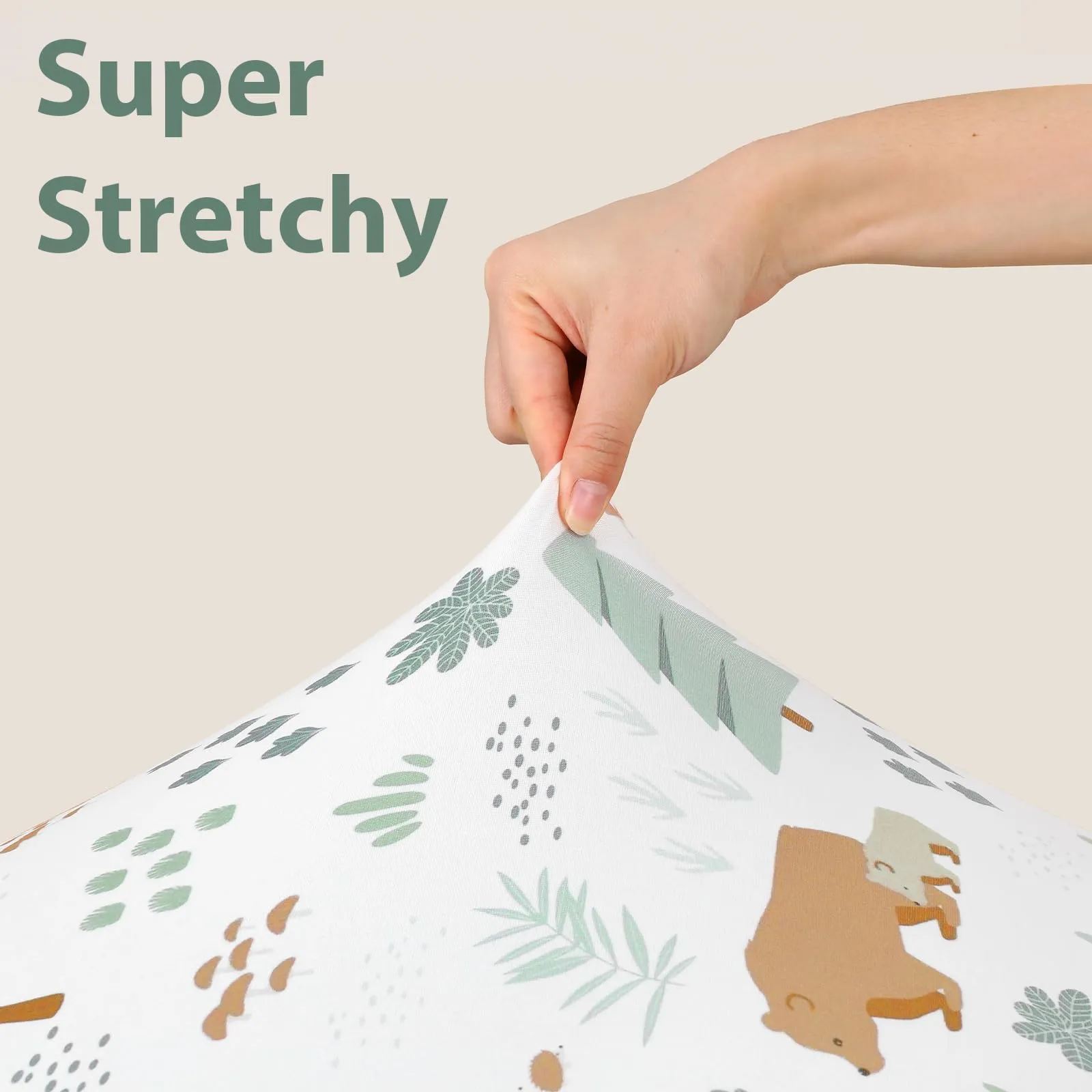 FIEMOL Lenzuola per Lettino Unisex Confezione da 3 - Microfibra Ultra Morbida Orso del Bosco Verde - Neutro per Maschi e Femmine - Per Materasso Lettino Standard 52"x28" - immagine 4
