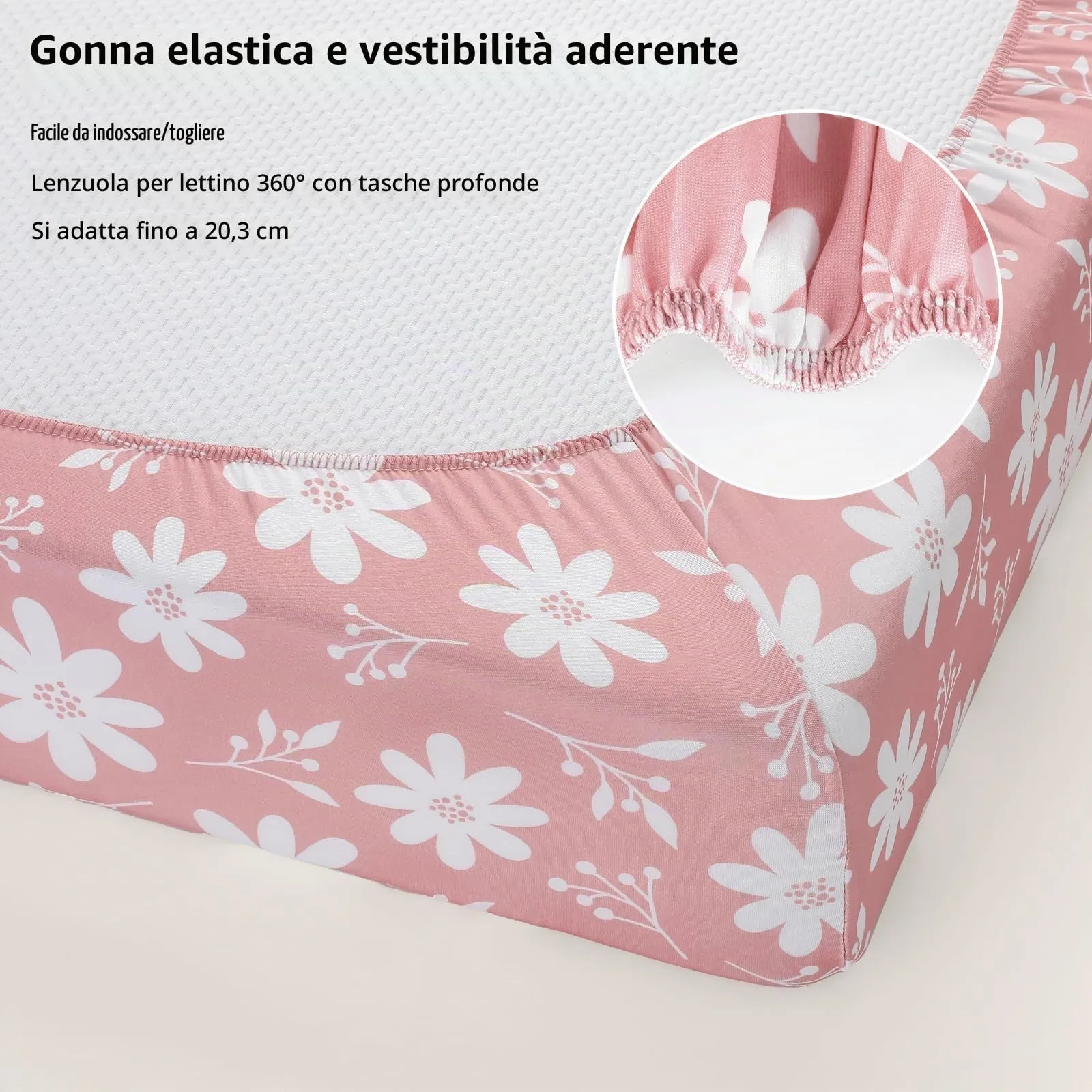 FIEMOL Lenzuola per Lettino Bambina Confezione da 3 - Microfibra Ultra Morbida con Motivi Fiori e Farfalle Rosa - Per Materasso Lettino Standard 52"x28" - immagine 5
