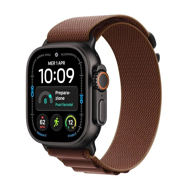 Apple Watch Ultra 4 GPS+Cellular 49MM M Cassa Titanio Nero e Alpin Loop Band Borgogna - immagine 1