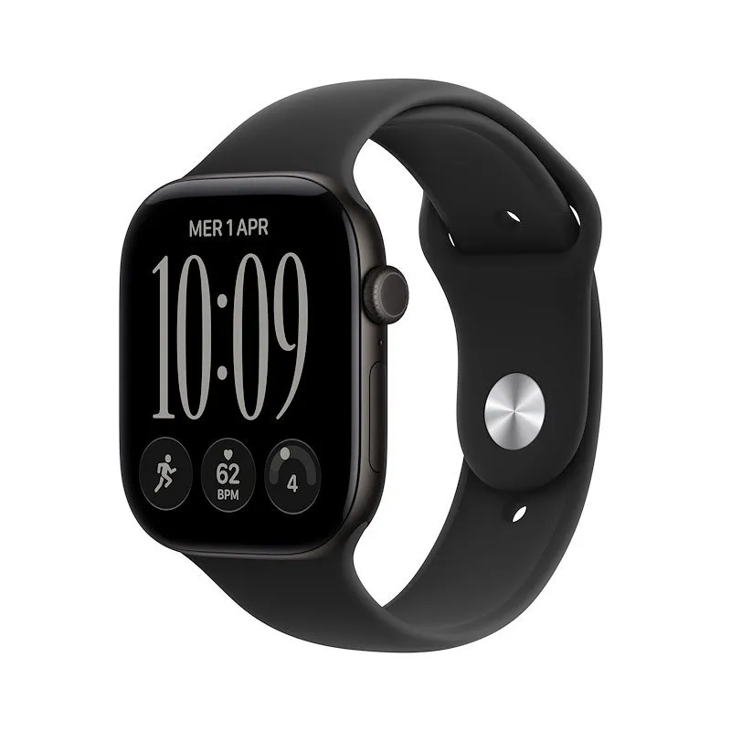 Apple Watch Series 12 GPS 46MM M/L Cassa Alluminio Nera e Sport Band Nero - immagine 1