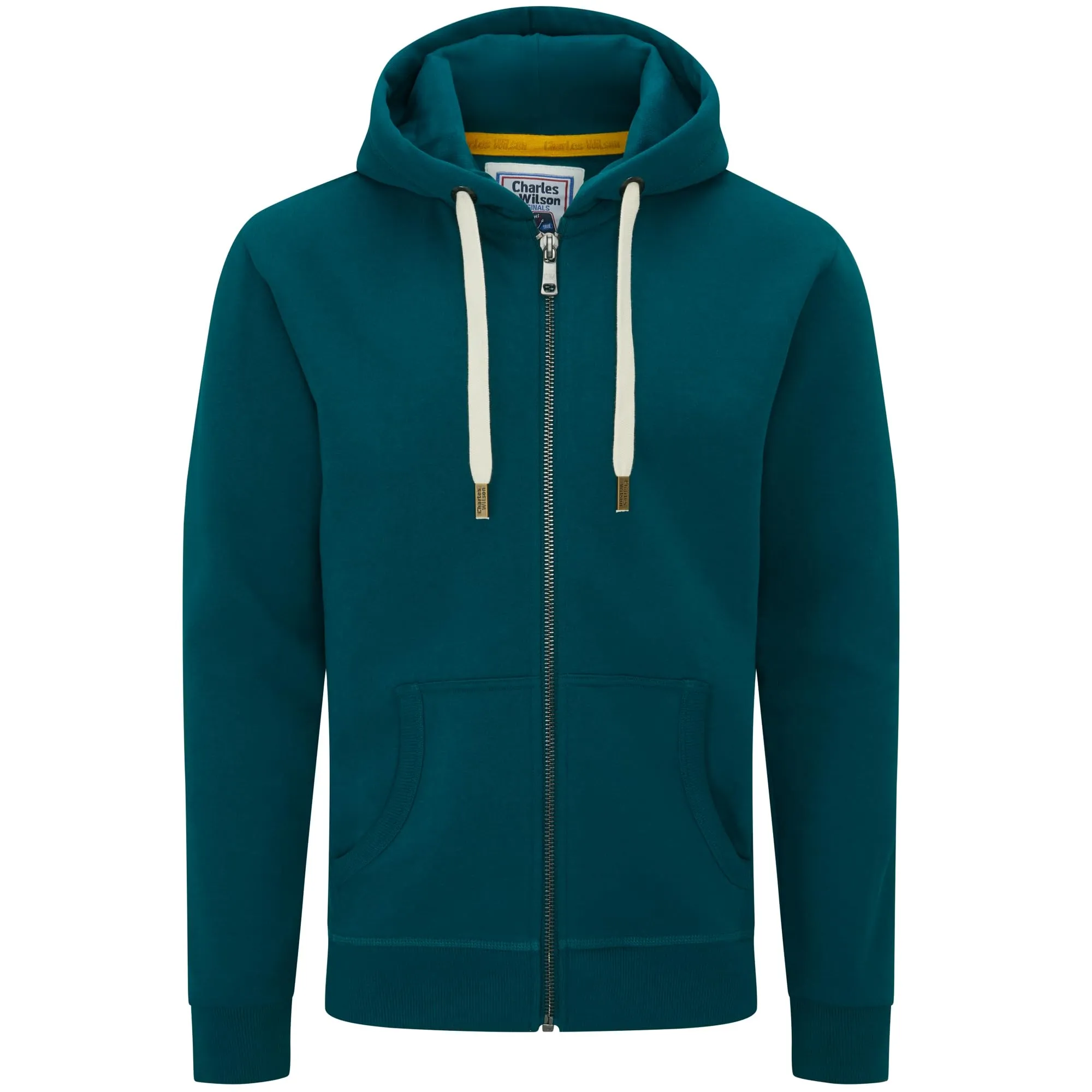 Charles Wilson Felpa Original da Uomo con Cappuccio in Misto Cotone con Zip (L, Deep Teal (1124)) - immagine 1