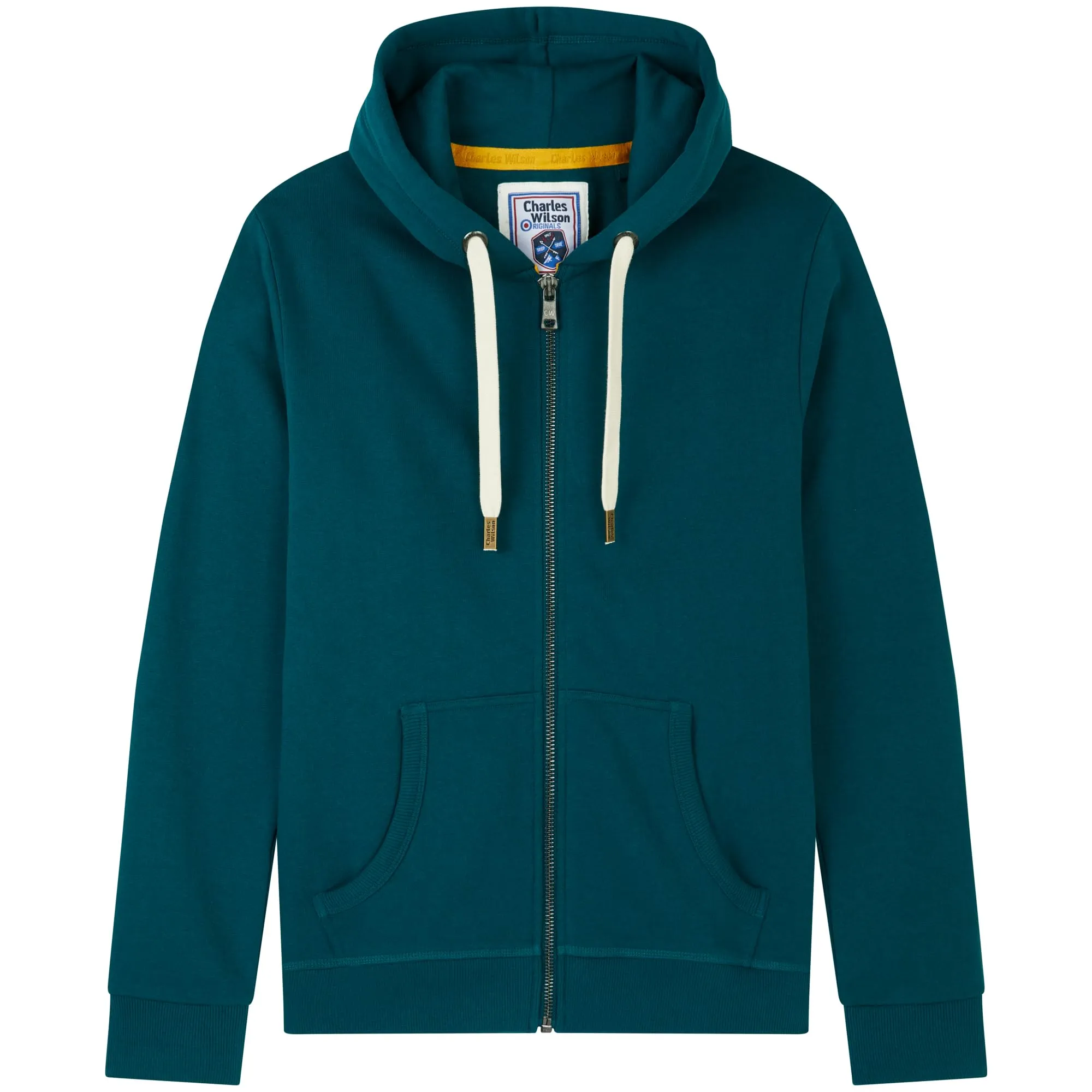 Charles Wilson Felpa Original da Uomo con Cappuccio in Misto Cotone con Zip (L, Deep Teal (1124)) - immagine 3