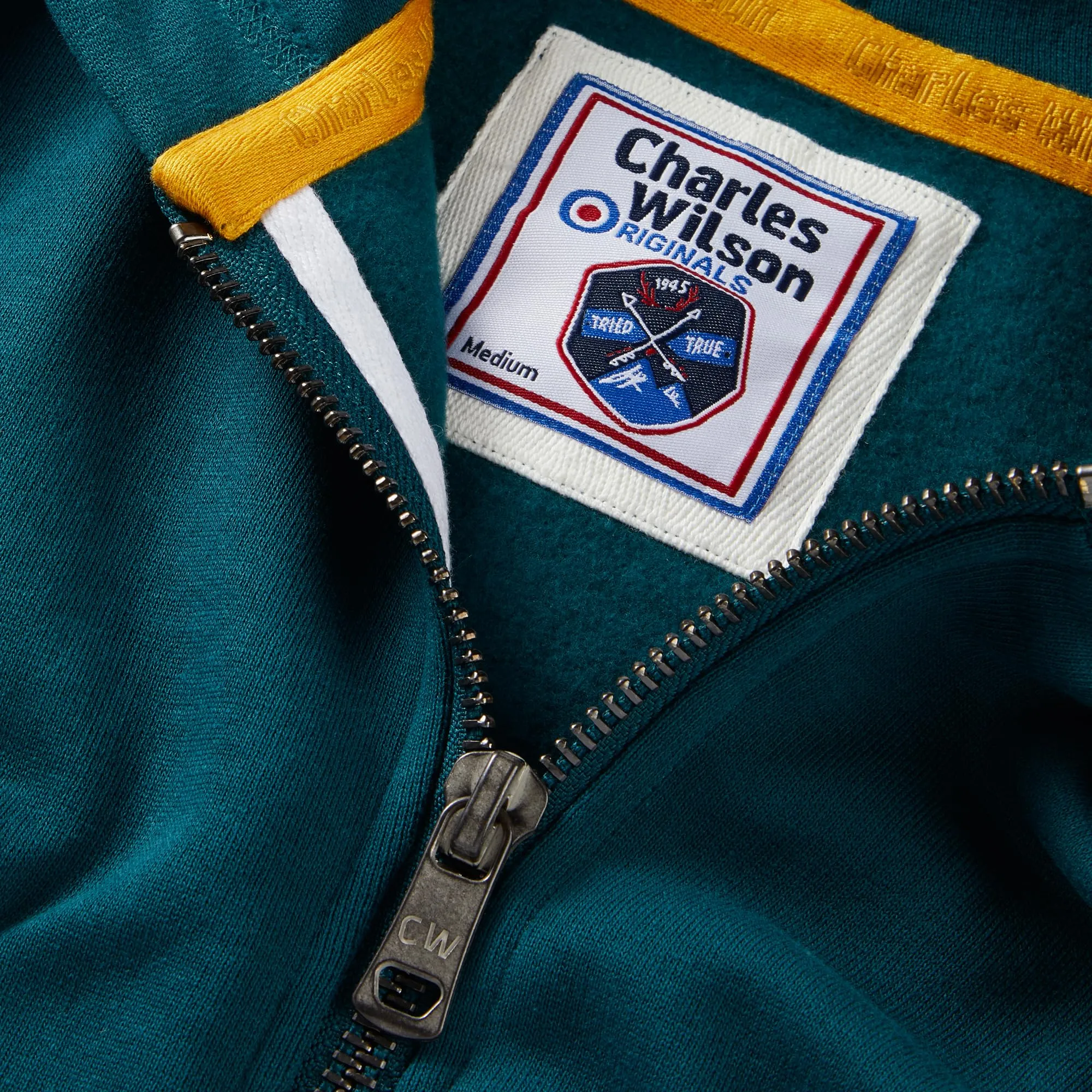 Charles Wilson Felpa Original da Uomo con Cappuccio in Misto Cotone con Zip (L, Deep Teal (1124)) - immagine 4
