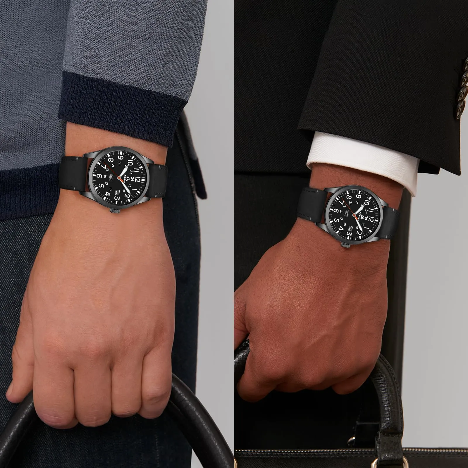 LN LENQIN Orologio Uomo Militare Analogico Quarzo Nylon Datario 3ATM - immagine 5