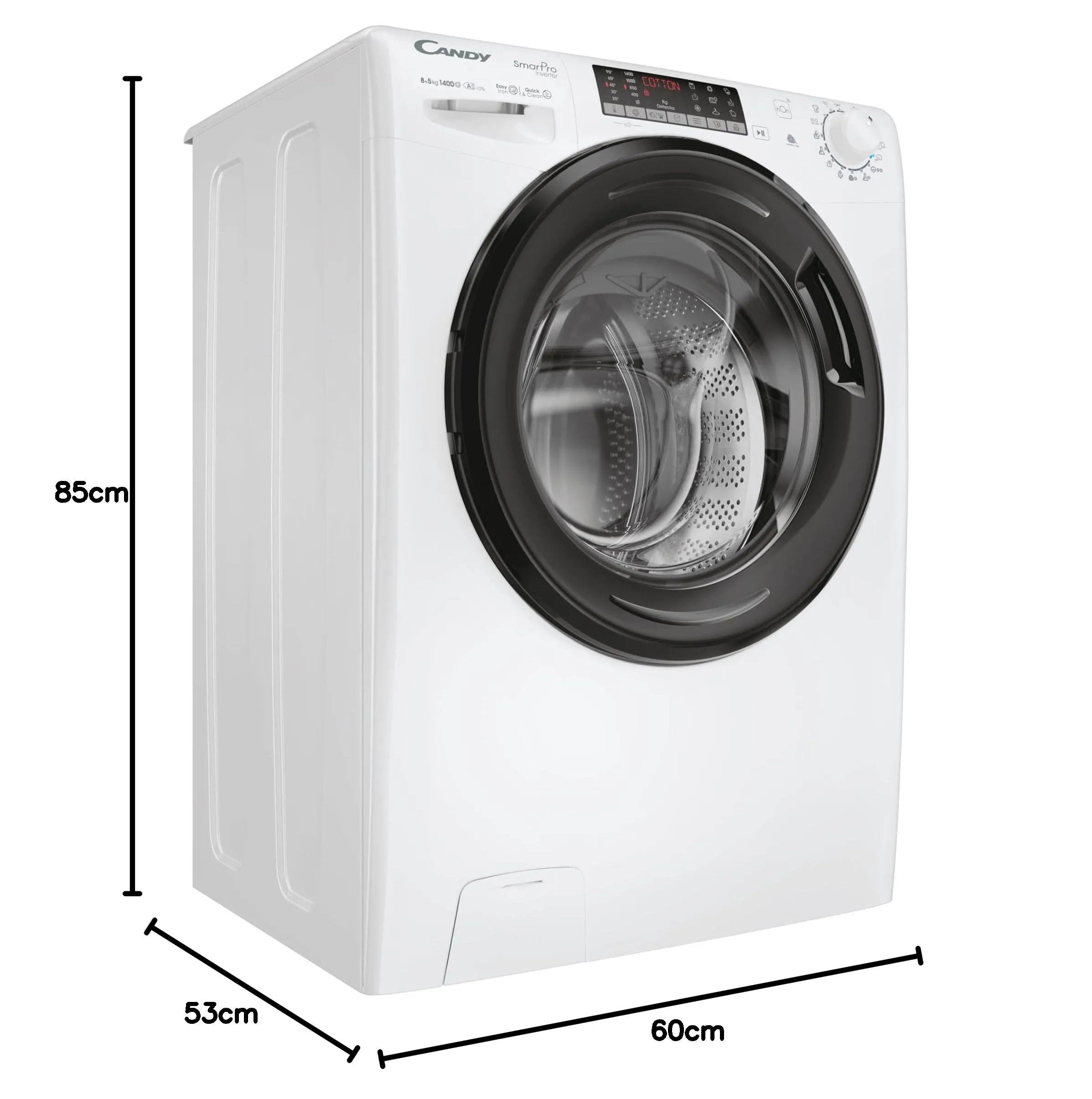 Candy Smart Pro Inverter Lavasciuga 8+5 Kg, Libera Installazione, 1400 Giri, Classe A-10%, Programmi Rapidi, Programma Easy Iron Plus, AxLxP 85x60x53, Bianca - CSOW 4856TWMB6-S [Classe E] - immagine 10
