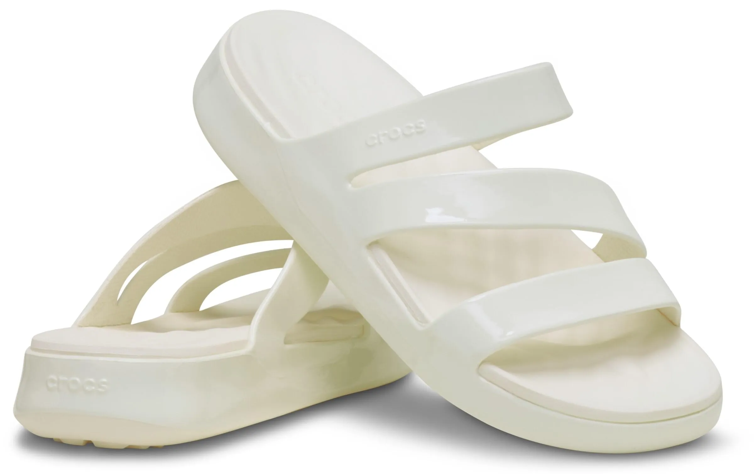 Crocs Getaway Patent Strappy Sandalo, Gesso, Donna, EU 42-43 - immagine 2