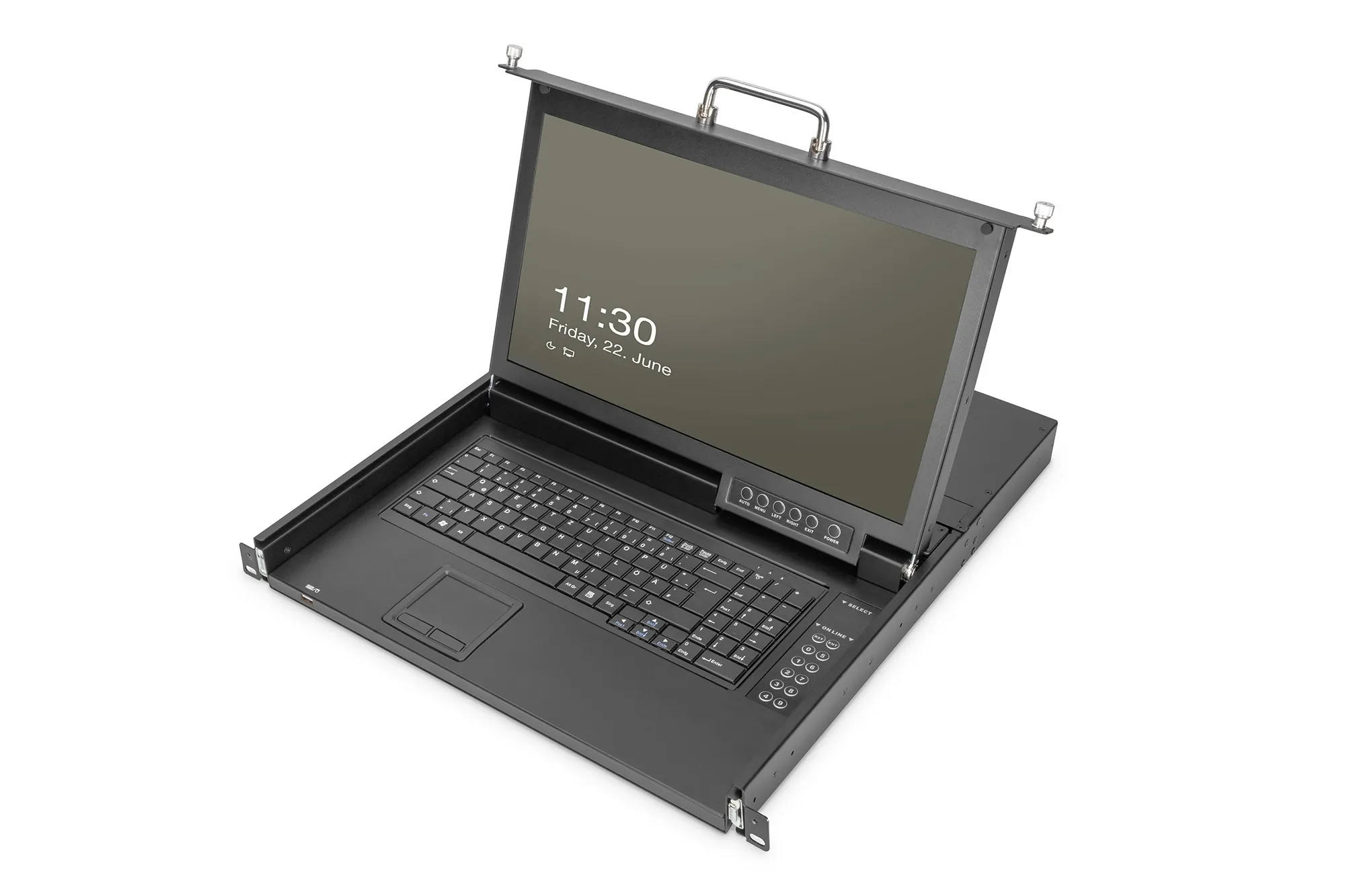 Console Kvm Modulare Hd Lcd Con Tft Da 17 Connessione Kvm Cat5 A 8 Porte Touchpad Layout Tastiera Italiana - immagine 1