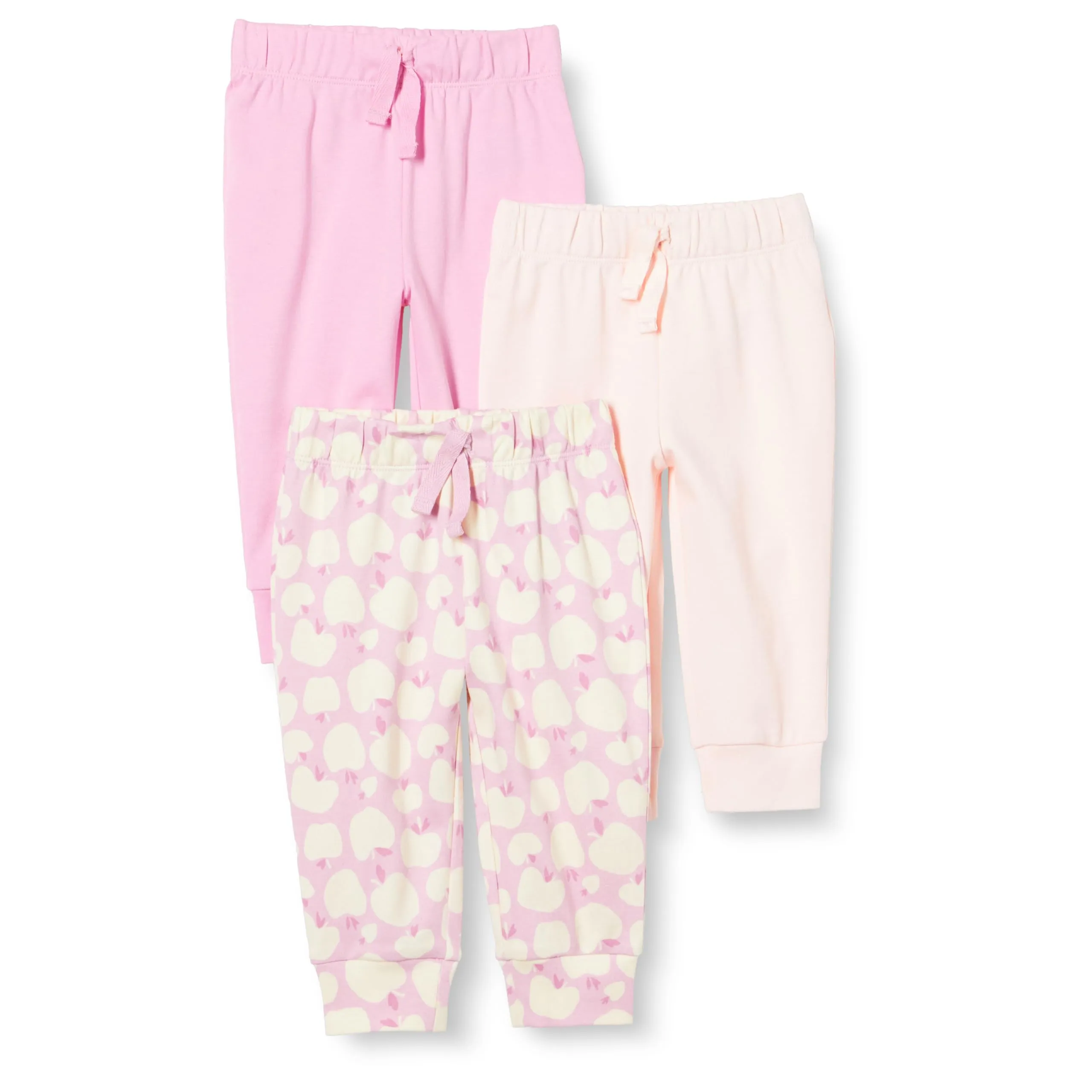 Amazon Essentials Pantaloni Senza Chiusura in Cotone Unisex Bimbi, Pacco da 3, Mele/Rosa, 18 mesi - immagine 1