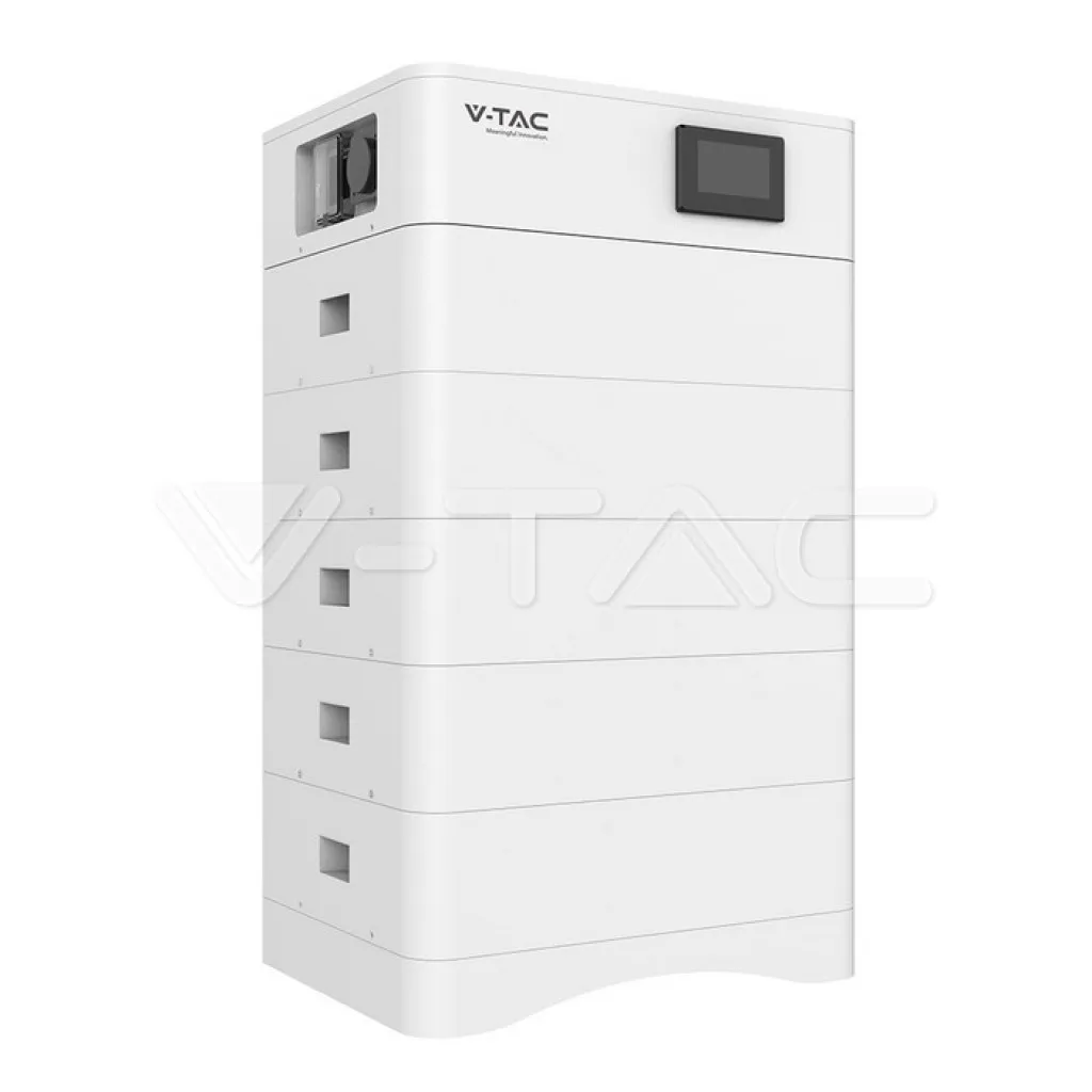 V-TAC Kit 5 Moduli di Accumulo Impilabili Alta Tensione 25kWh LiFePO4 BMS Integrato Inclusa Base e Box di Controllo 100Ah 252.6V IP65 CEI 0-21 Garanzia 10 Anni - immagine 1