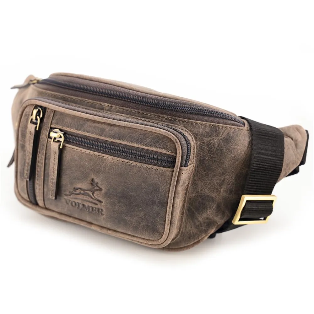 Fa.Volmer ® Marsupio/Borsa da cintura/Borsa a vita in vera pelle per donne e uomini | Disponibile in nero e marrone | Diversi modelli, L - immagine 1