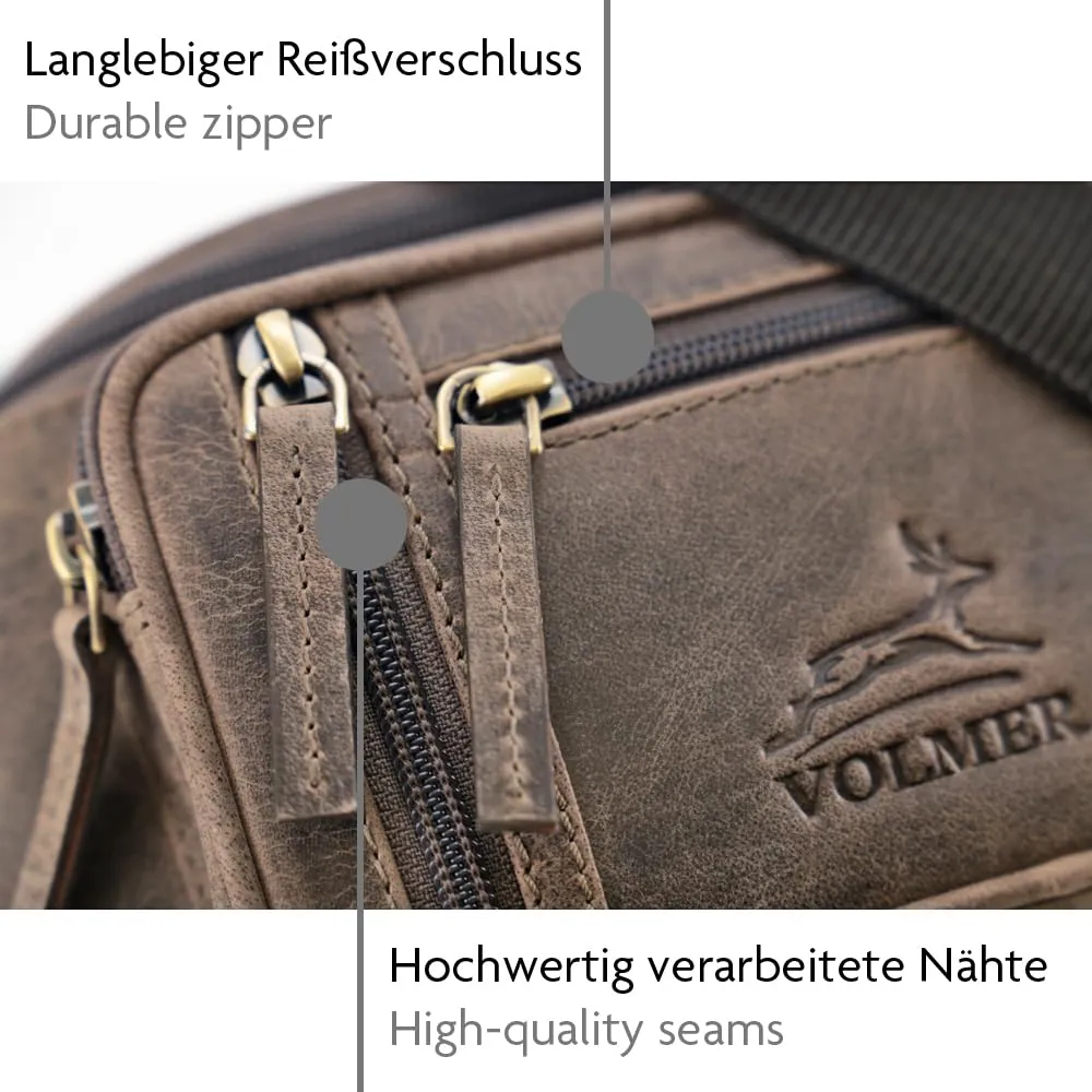 Fa.Volmer ® Marsupio/Borsa da cintura/Borsa a vita in vera pelle per donne e uomini | Disponibile in nero e marrone | Diversi modelli, L - immagine 3