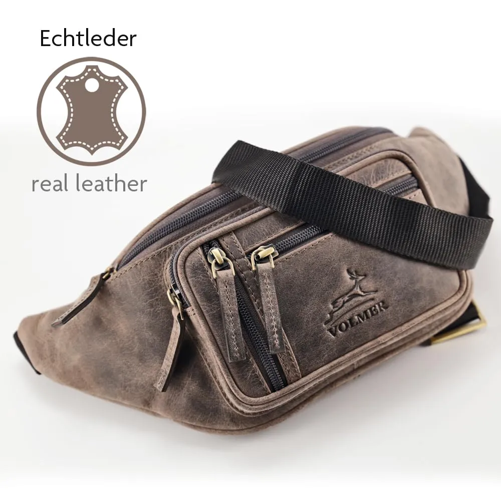Fa.Volmer ® Marsupio/Borsa da cintura/Borsa a vita in vera pelle per donne e uomini | Disponibile in nero e marrone | Diversi modelli, L - immagine 4