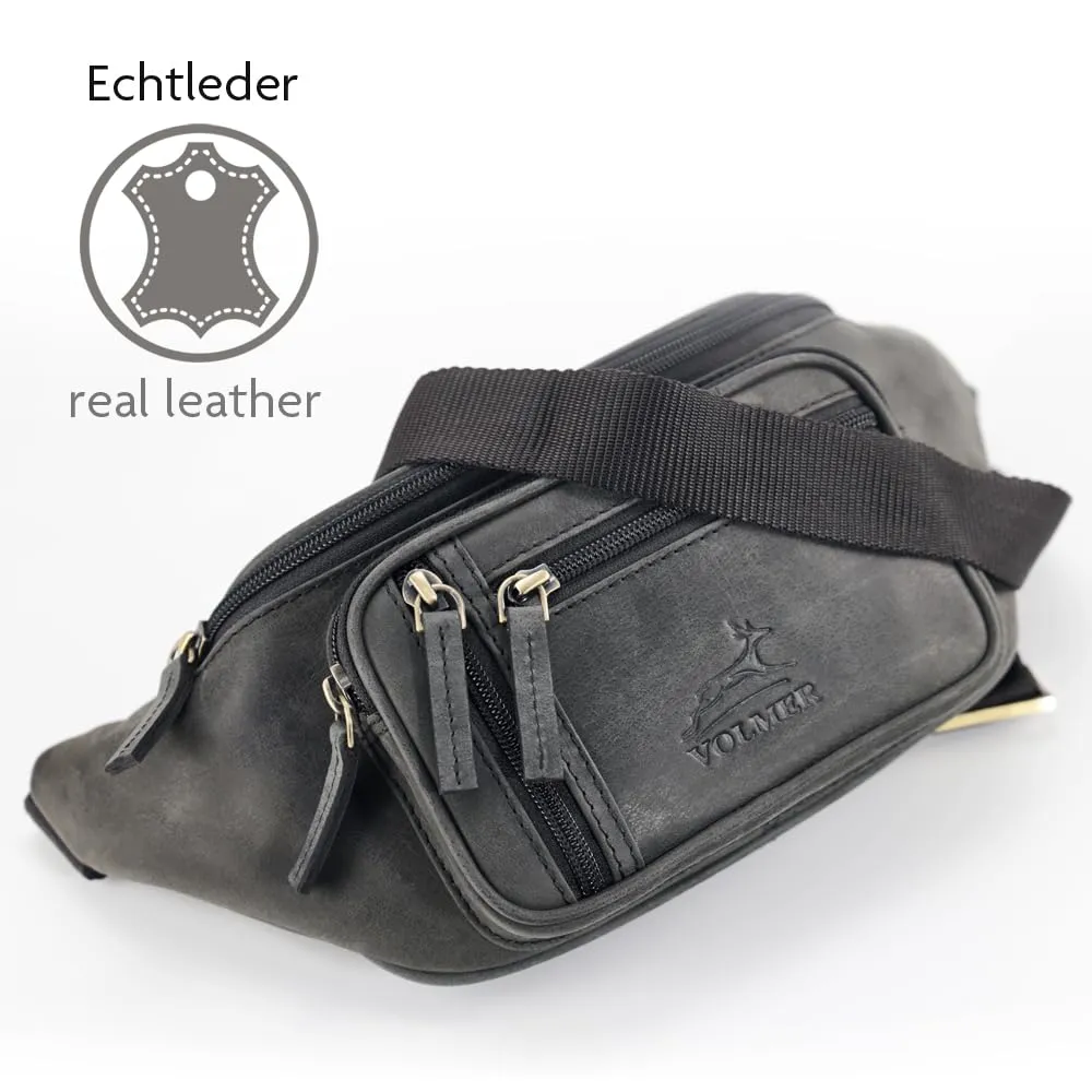 Fa.Volmer ® Marsupio/Borsa da cintura/Borsa a vita in vero cuoio per donne e uomini | Disponibile in nero e marrone | Diversi modelli, L - immagine 4