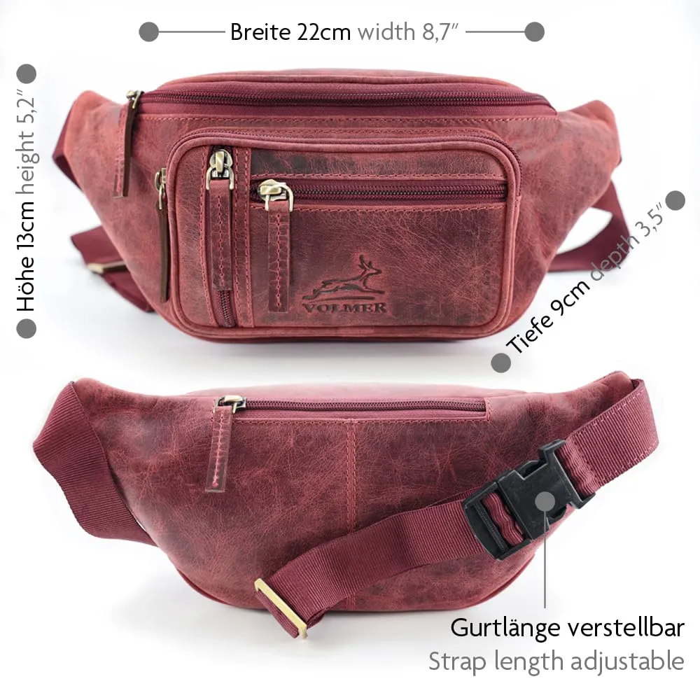 Fa.Volmer ® Marsupio/Borsa da cintura/Borsa a vita in vero cuoio per donne e uomini | Disponibile in nero e marrone | Diversi modelli, L - immagine 2