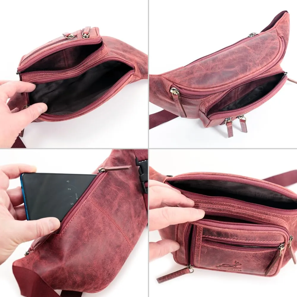Fa.Volmer ® Marsupio/Borsa da cintura/Borsa a vita in vero cuoio per donne e uomini | Disponibile in nero e marrone | Diversi modelli, L - immagine 5