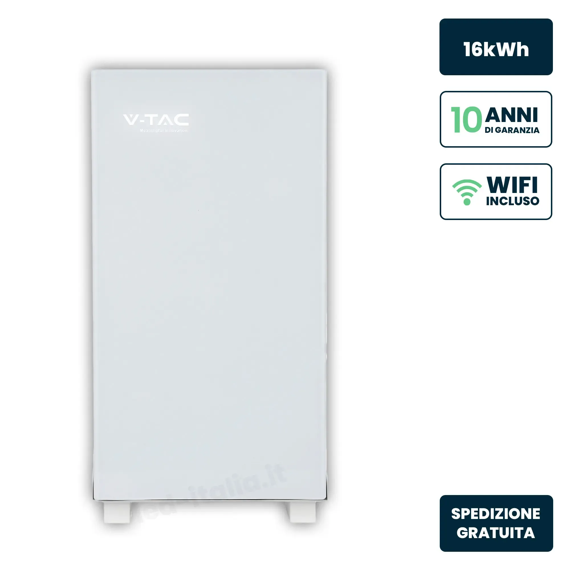 Batteria Di Accumulo 16.07Kwh Lifepo4 Bms Integrato Per Inverter Fotovoltaici 51.2V 314Ah Schermo Touch Design Bianco Effetto Vetro Lucido Garanzia 10 Anni - immagine 1