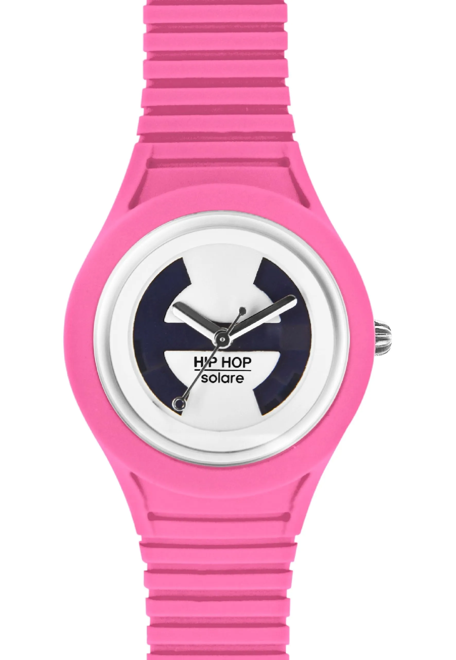 HIP HOP, Collezione Solare, Orologio Donna, Cinturino in Silicone Regolabile, Quadrante Bianco, Pratica Chiusura, Cassa 34 mm, Movimento Solo Tempo Miyota 2036, Resistente all'Acqua - immagine 2