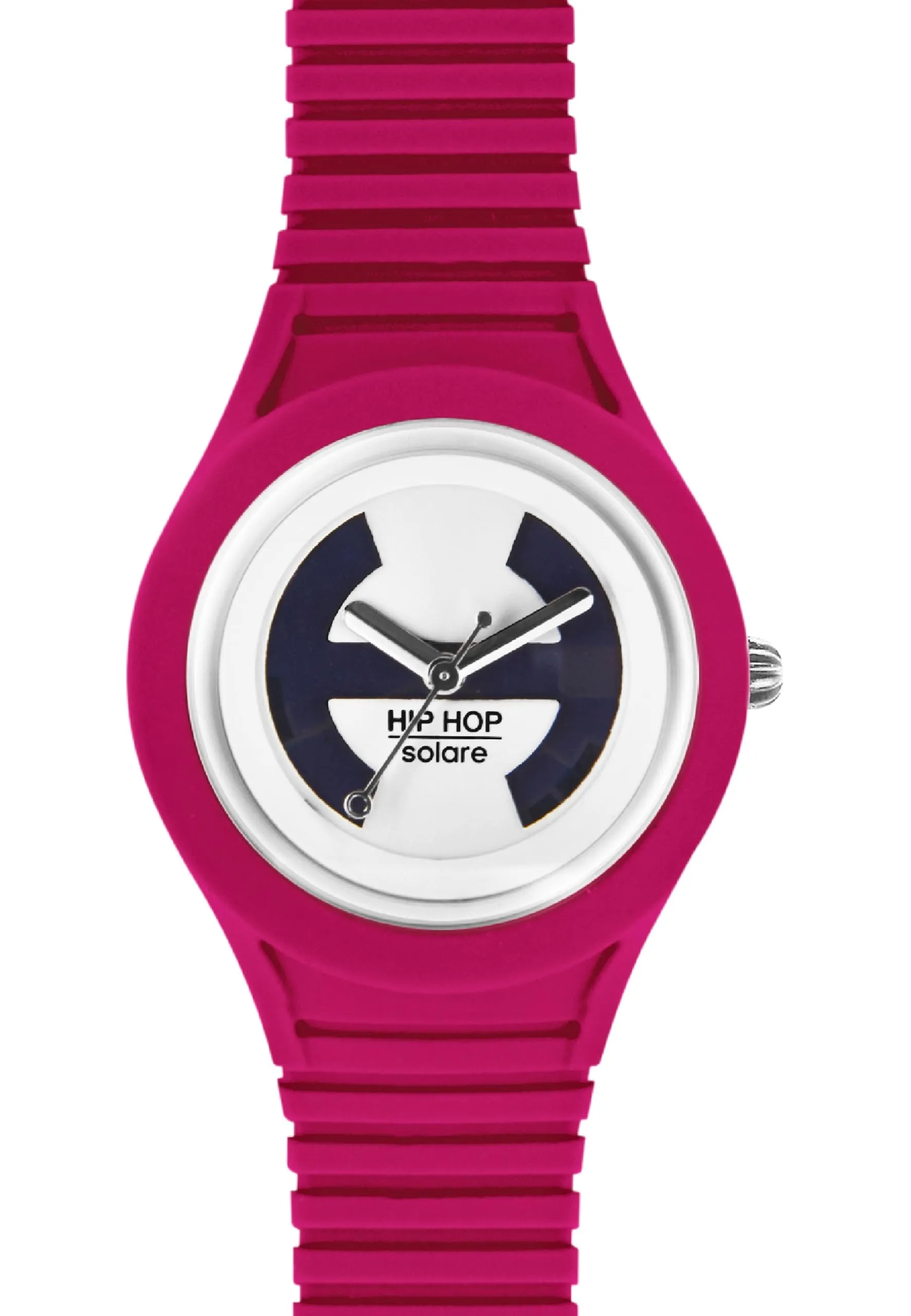 HIP HOP, Collezione Solare, Orologio Donna, Cinturino in Silicone Regolabile, Quadrante Bianco, Pratica Chiusura, Cassa 34mm, Movimento Solo Tempo Miyota 2036, Resistente all'Acqua - immagine 2